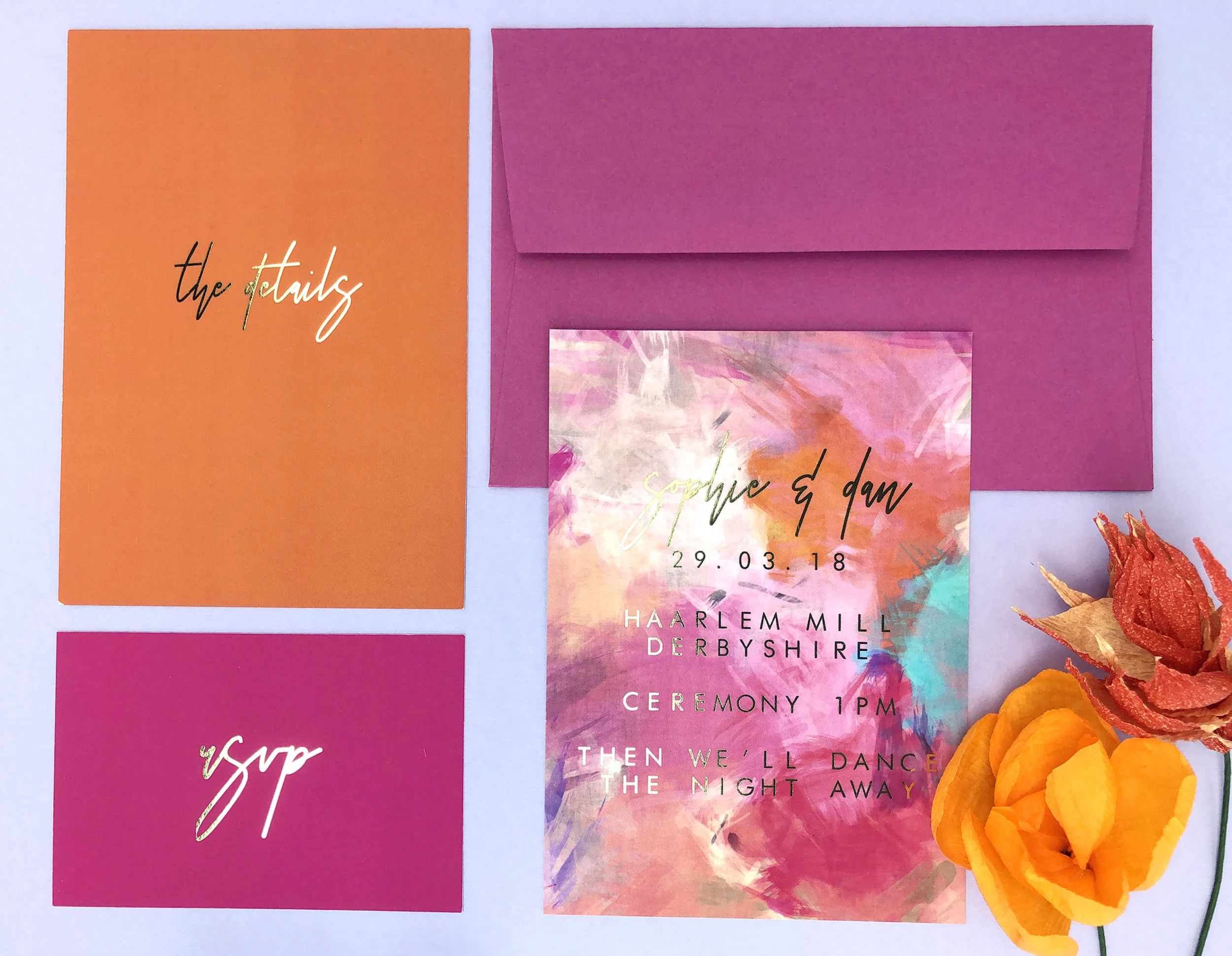 gold foil wedding invites