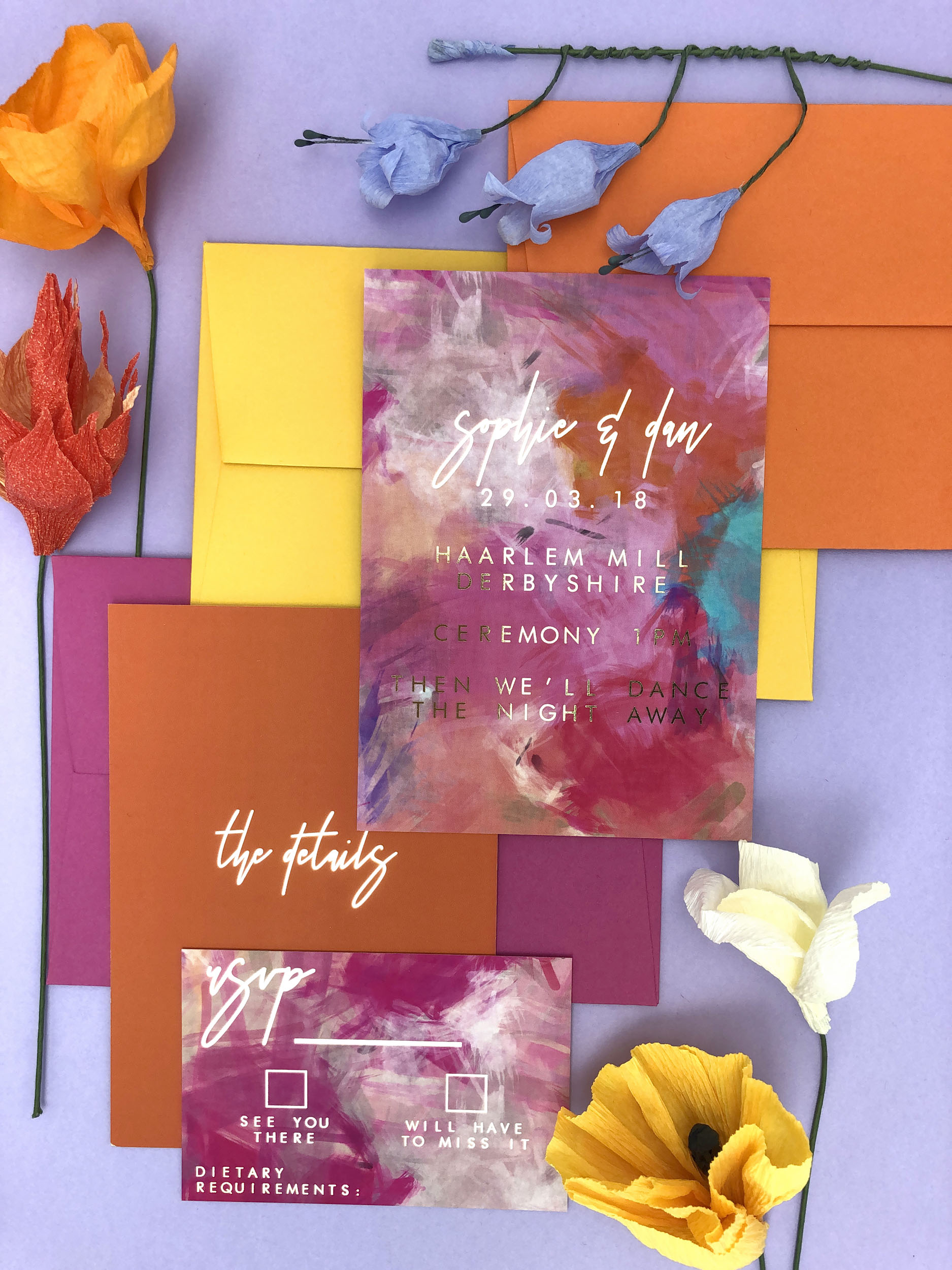 colourful wedding invitations