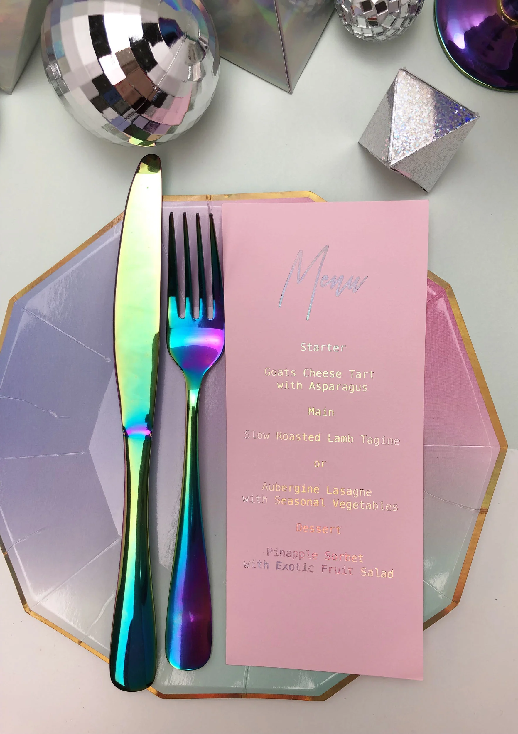 holographic wedding place setting
