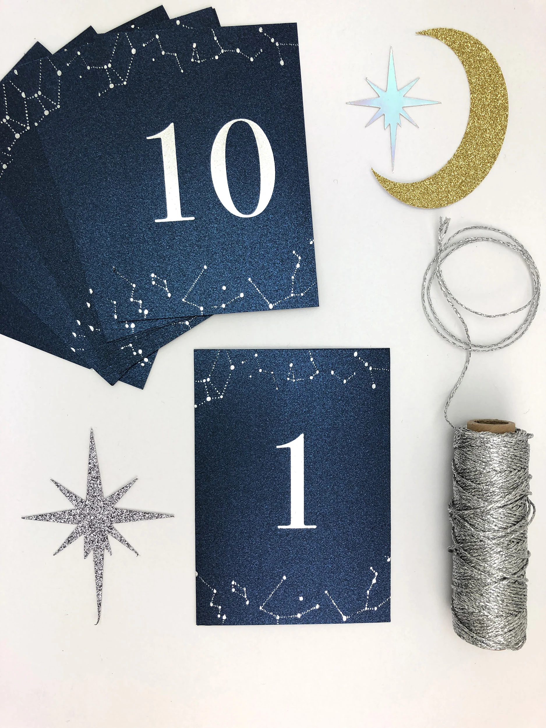 silver foil wedding table signs
