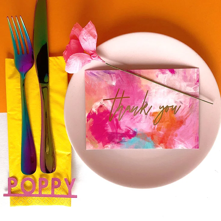 Four ways to style your wedding table decor - colourful place settings.