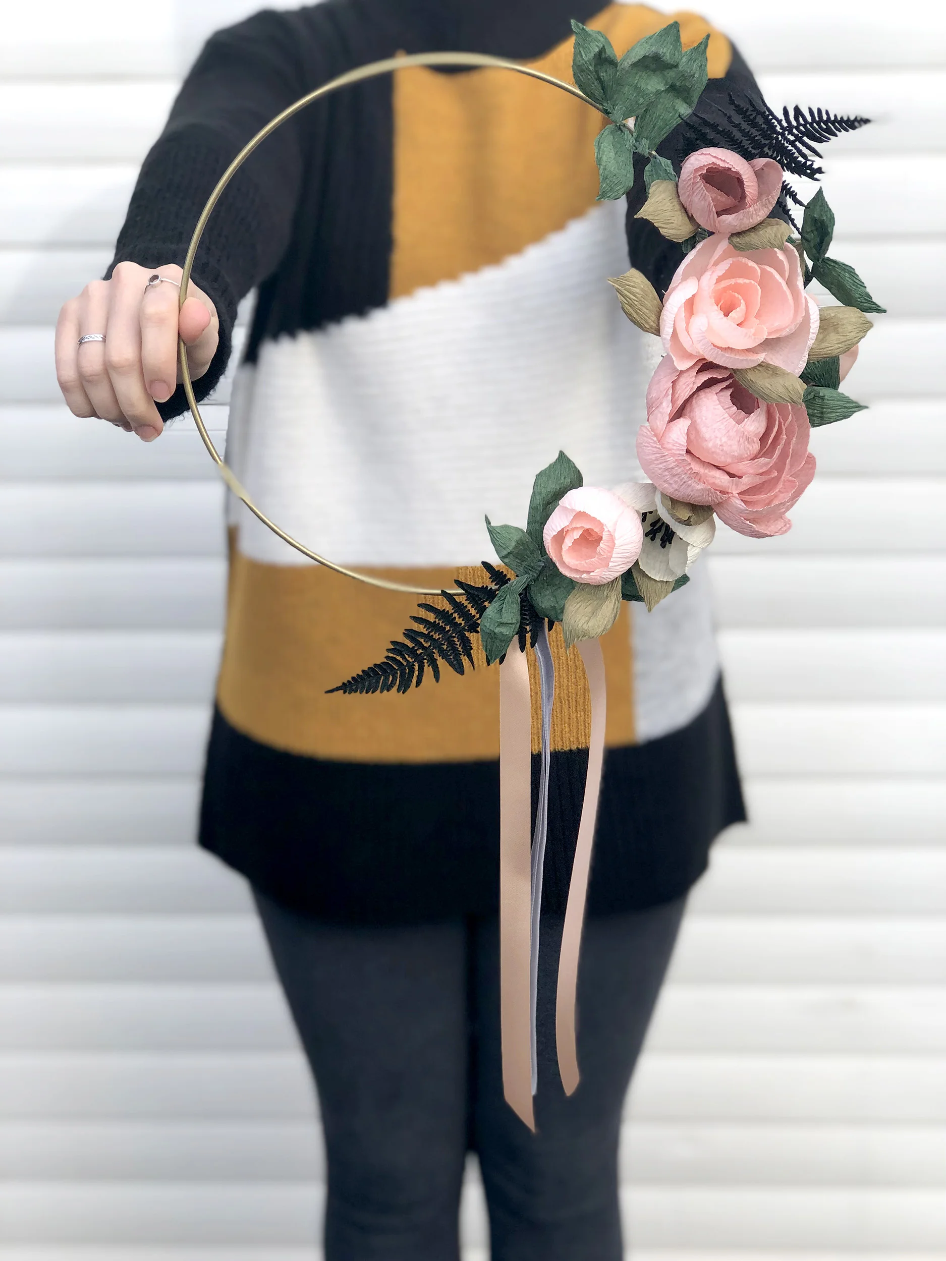 pink floral wreath