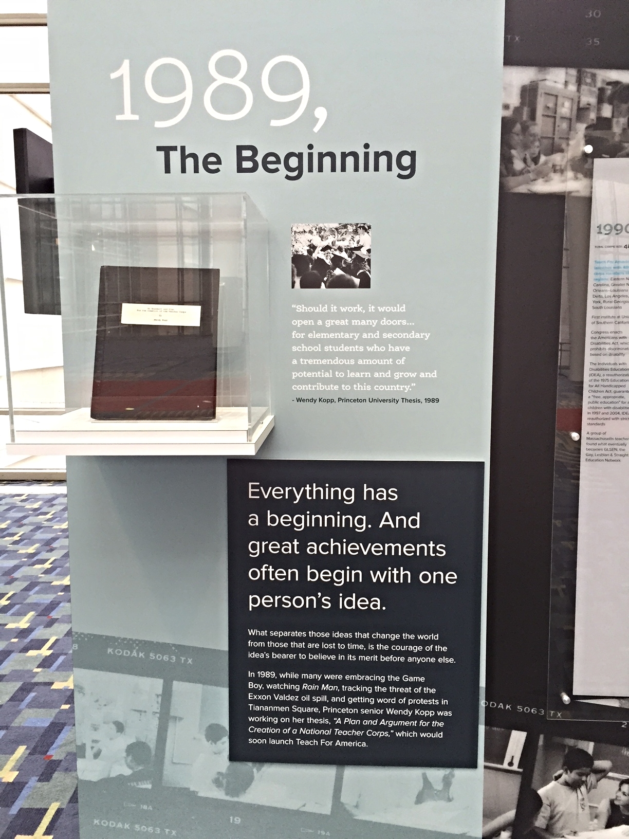 The first section of the timeline at the TFA museum