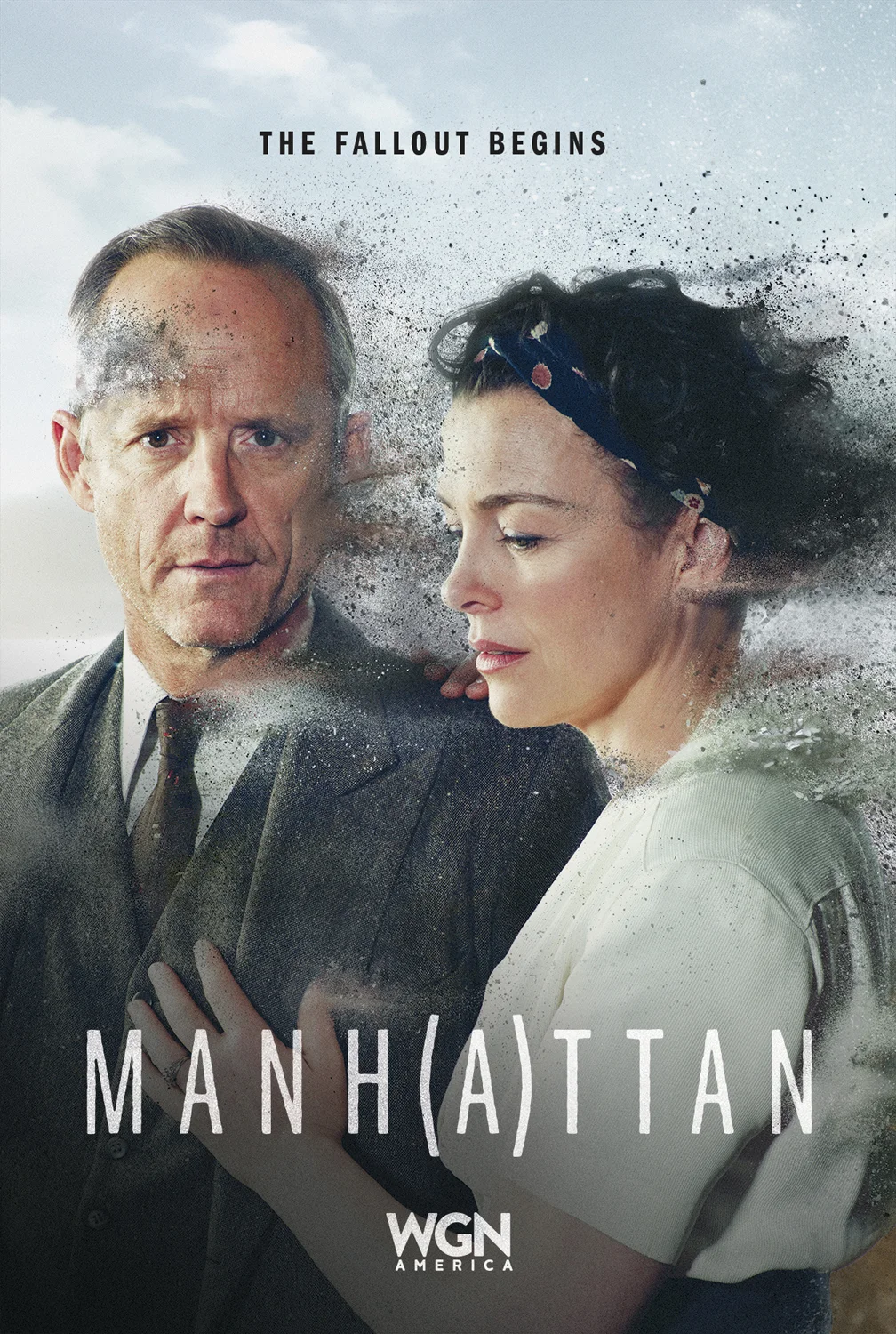 Promotional poster for Manhattan Season Two featuring physicist Frank Winter (John Benjamin Hickey) and his wife, botanist Liza Winter (Olivia Williams). (Photo credit: Skydance Media/WGN America)