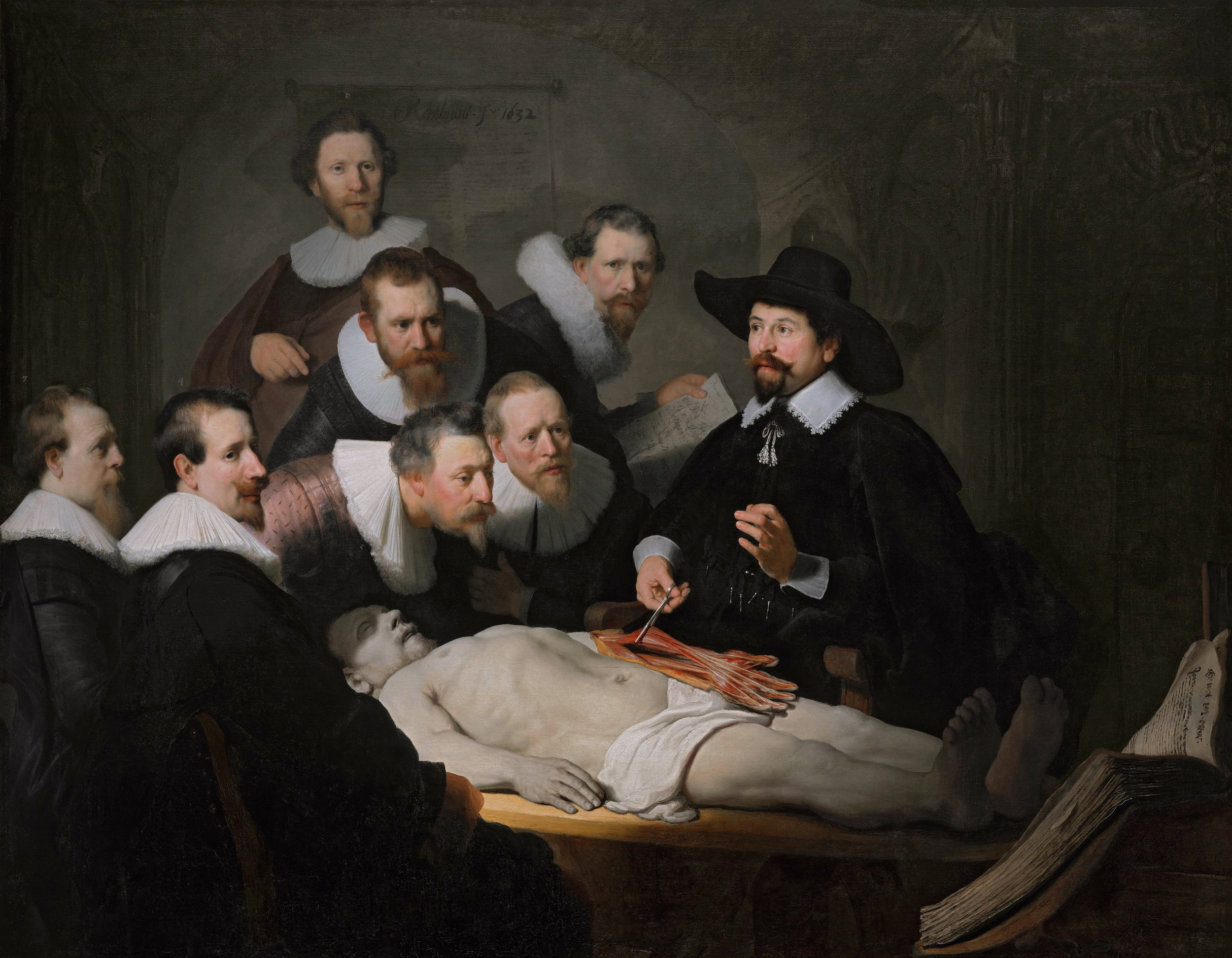 The Anatomy Lesson of Dr. Nicolaes Tulp depicts a 17th-century cadaver anatomy lesson. Incorporating exome sequencing into the practice of cadaver anatomy represents a significant update to the traditional medical school course. (image credit: Rembrandt van Rijn, 1632, public domain)