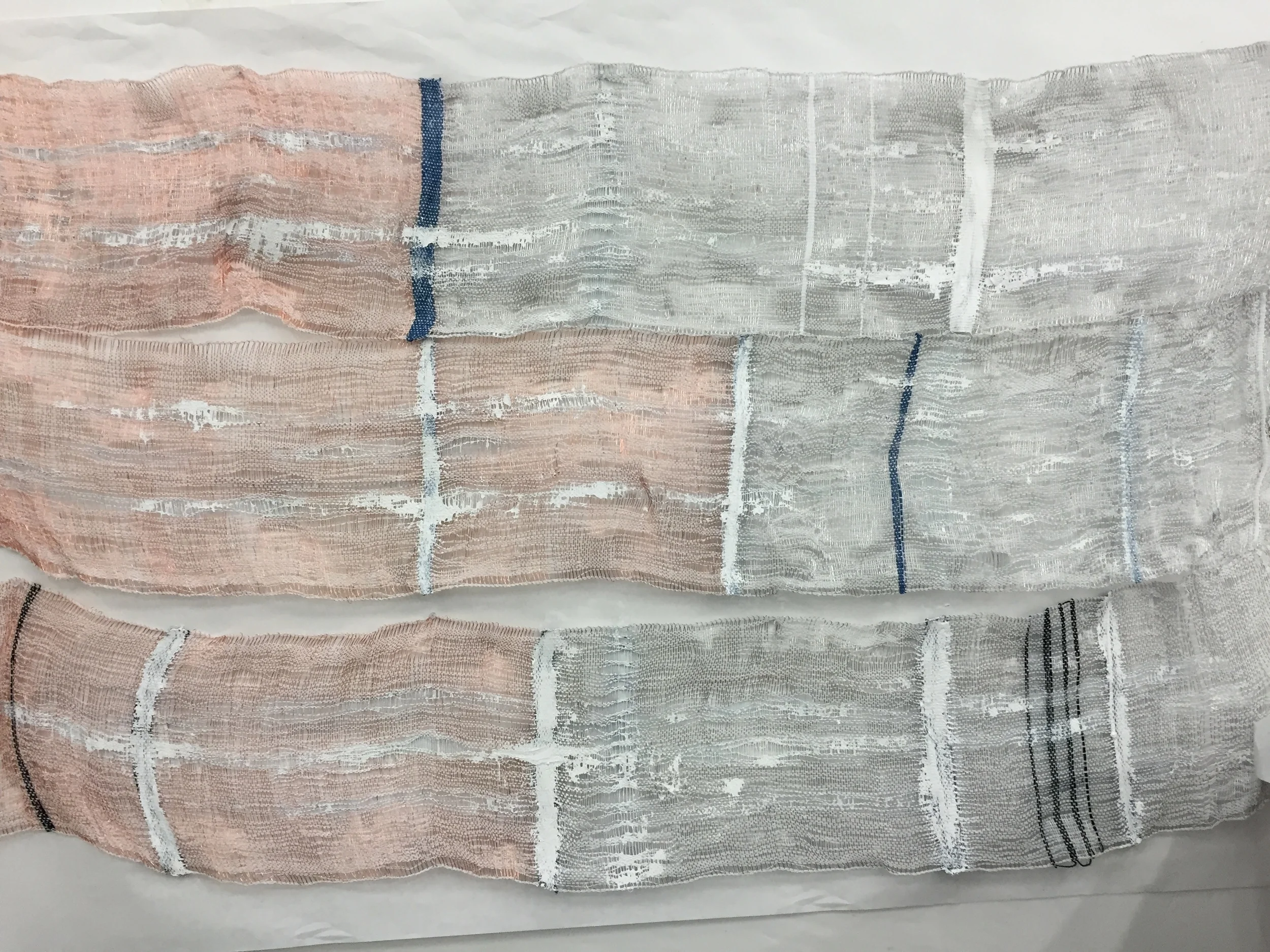 Woven steel, brass, copper, acrylic paint, hemp and cotton