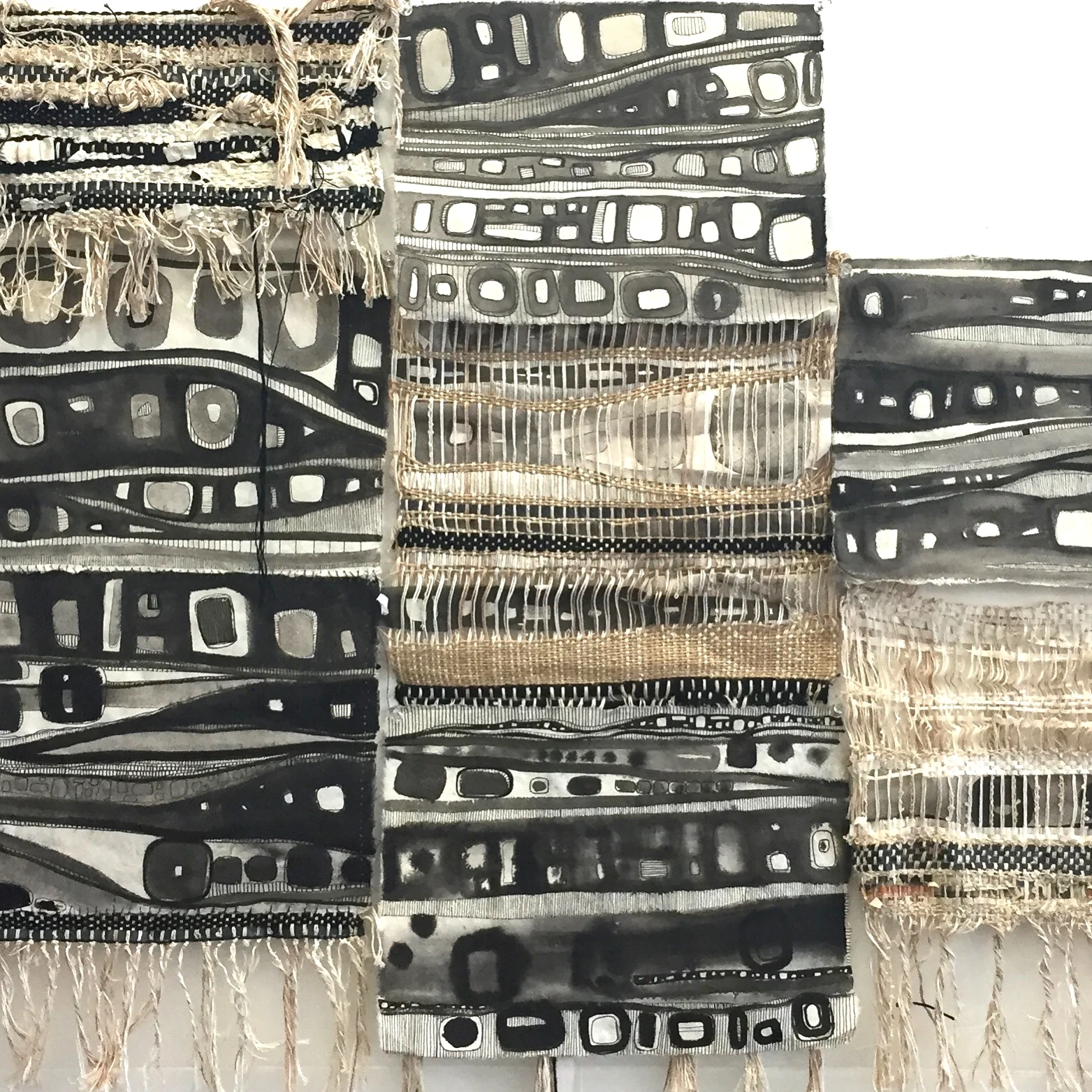 Woven Japanese rice paper, fiber, paint