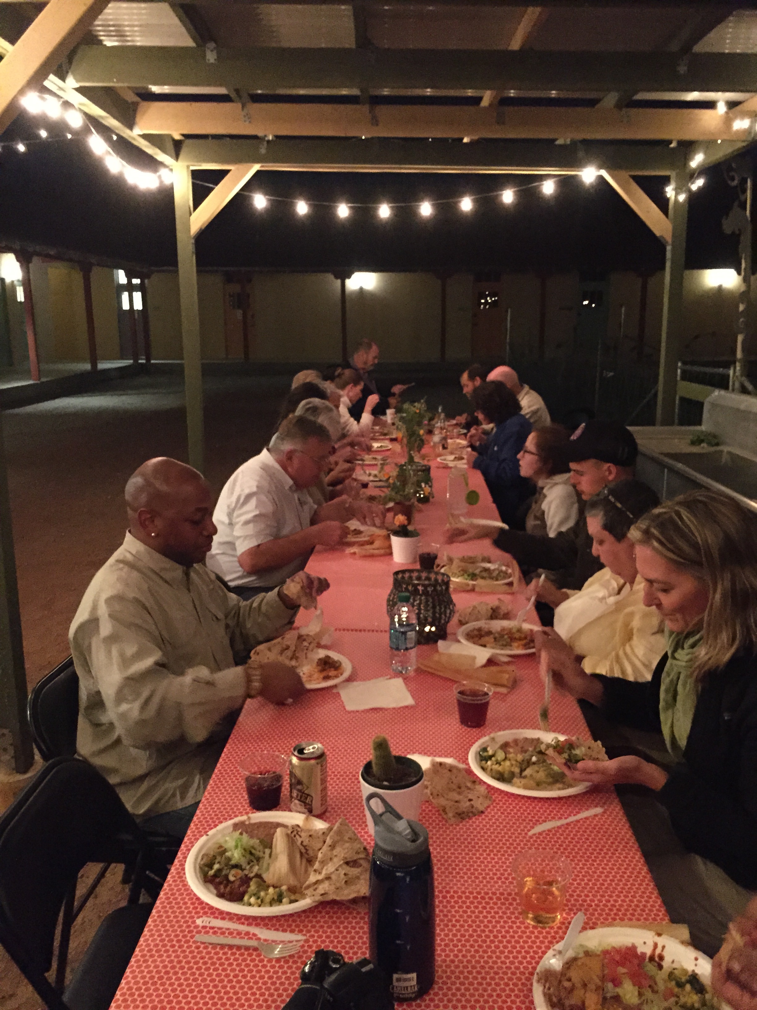 An outdoor meal in our courtyard during the Southwest Folklife Alliance Ethnographic Fieldschool