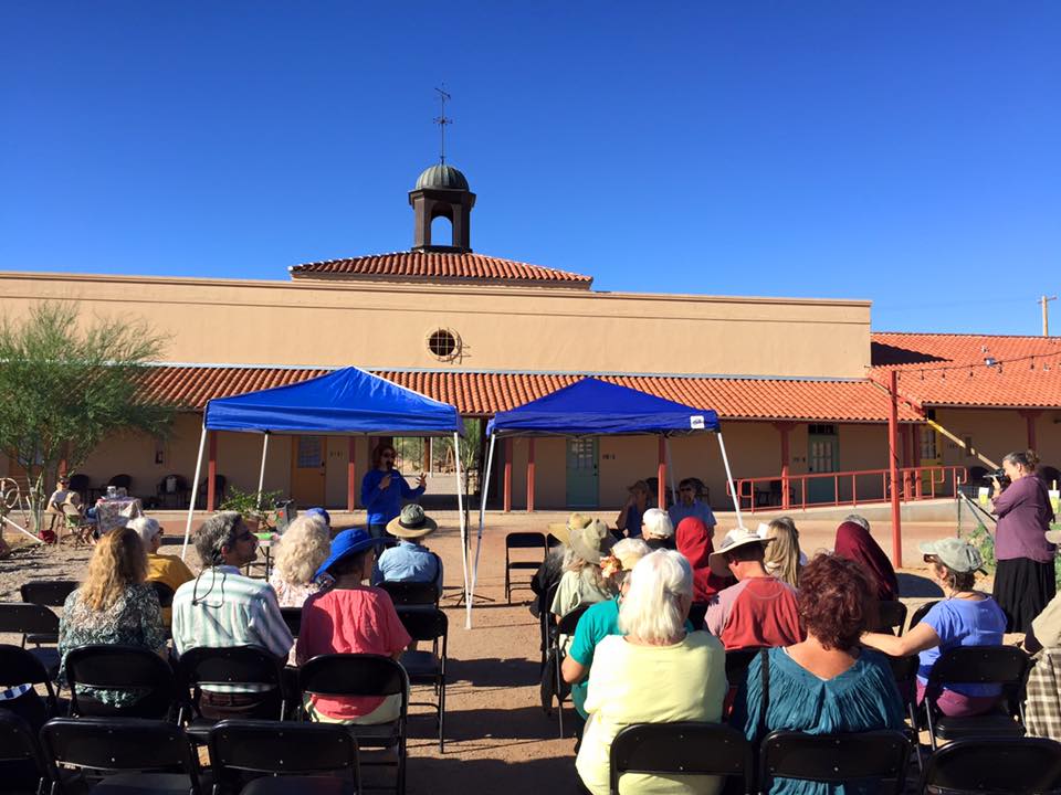 An outdoor lecture in the courtyard during the 2015 Ajo Pomegranate Festival