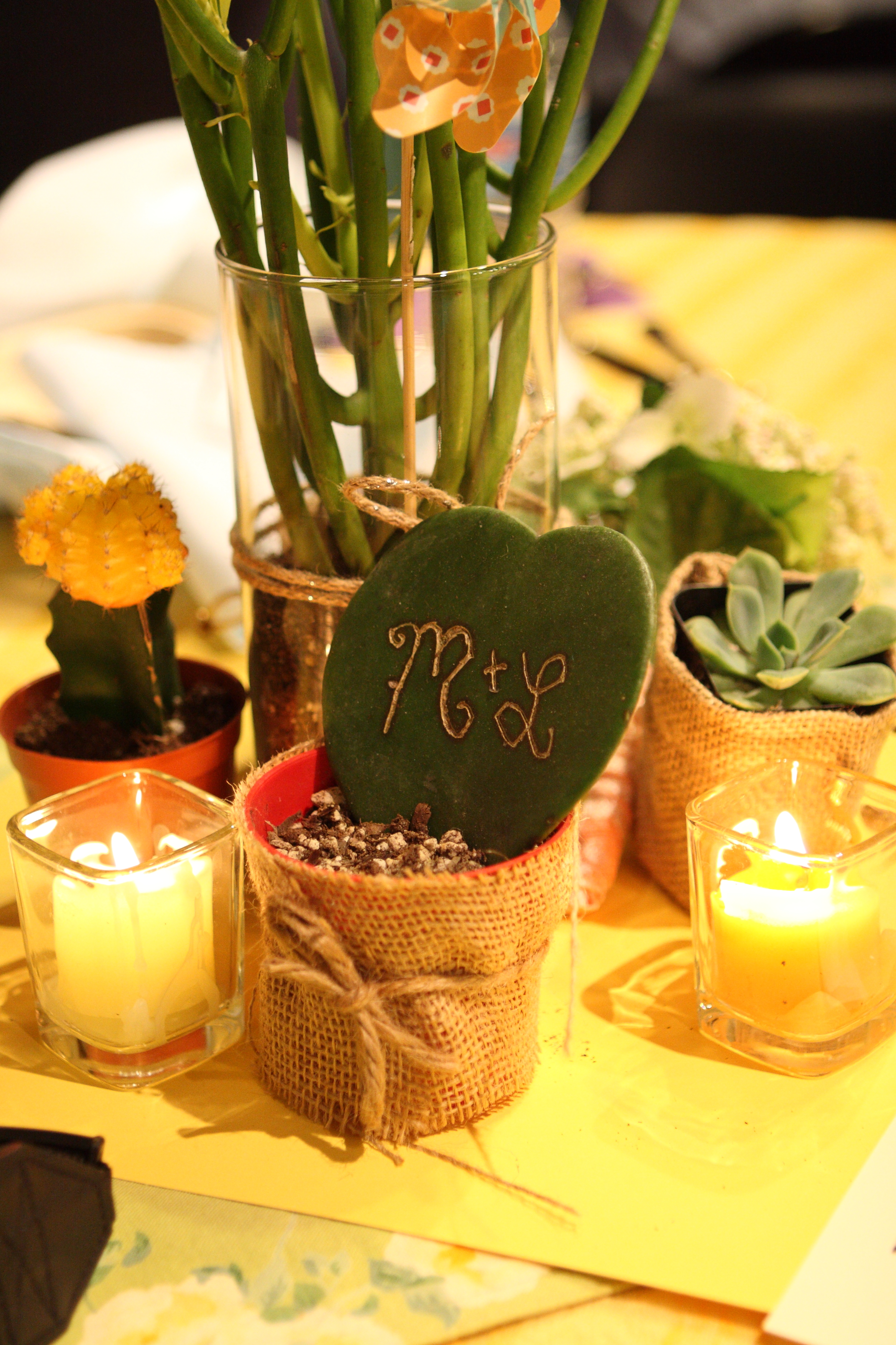 Creative planners and DIY couples will love the blank slate aspect of the Conference Center. Lacey and Matt of Denver, CO and their friends made these wonderful centerpieces.