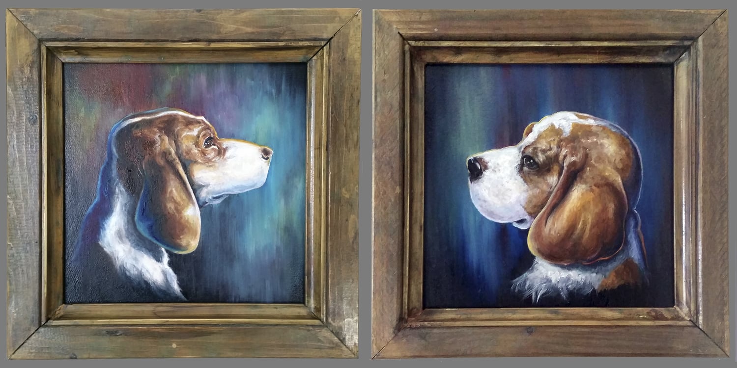 12x12" Pet Portrait w/ Handcrafted Frame