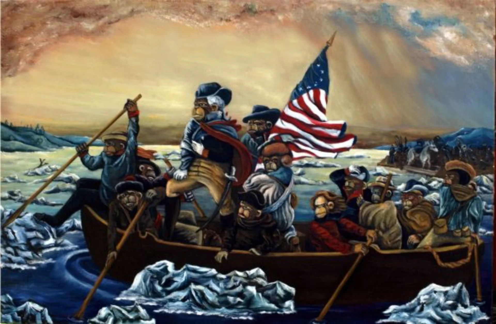 Monkey Washington Crossing the Deleware