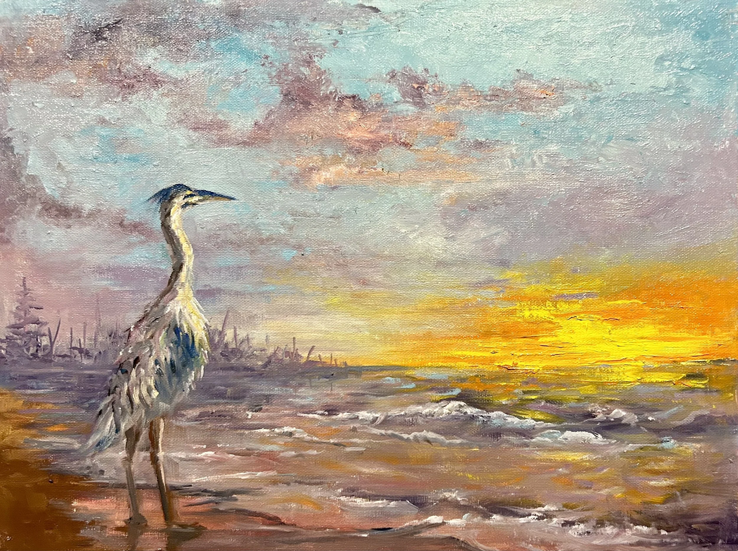 Heron at Sunset (paint and sip)
