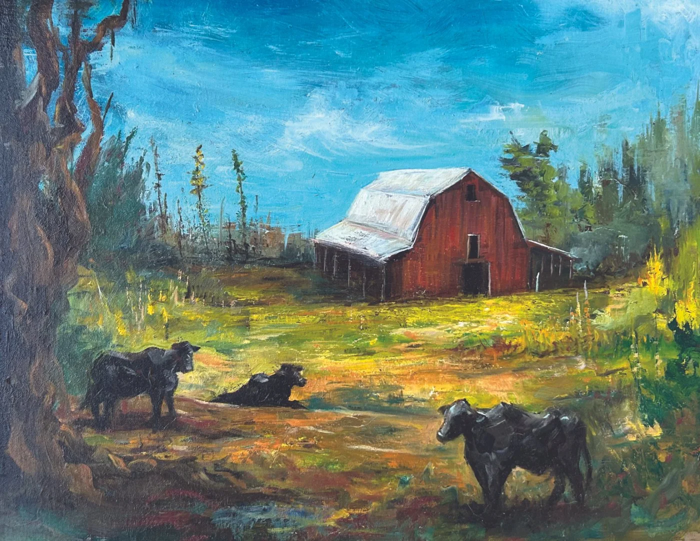 Old Barn and Cows