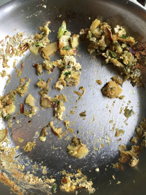 After I packed up the omelette, I scraped the pan and ate the bits as a snack. YUM!
