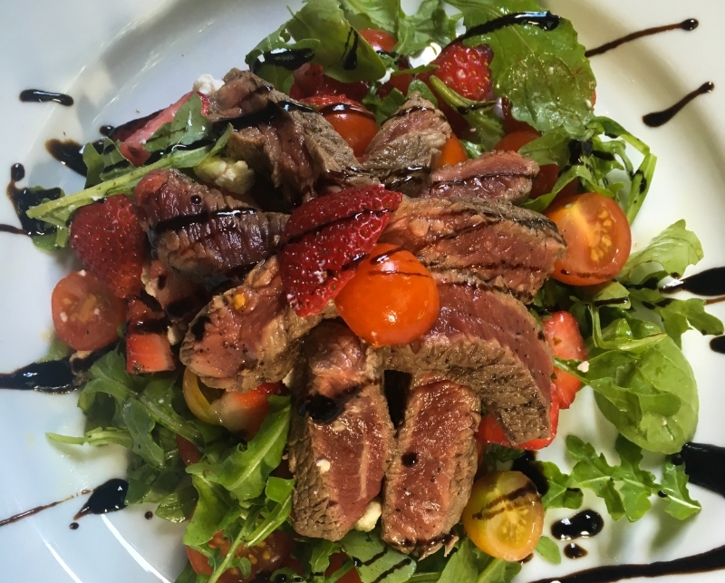 Strawberry Tomato Steak Breakfast Salad