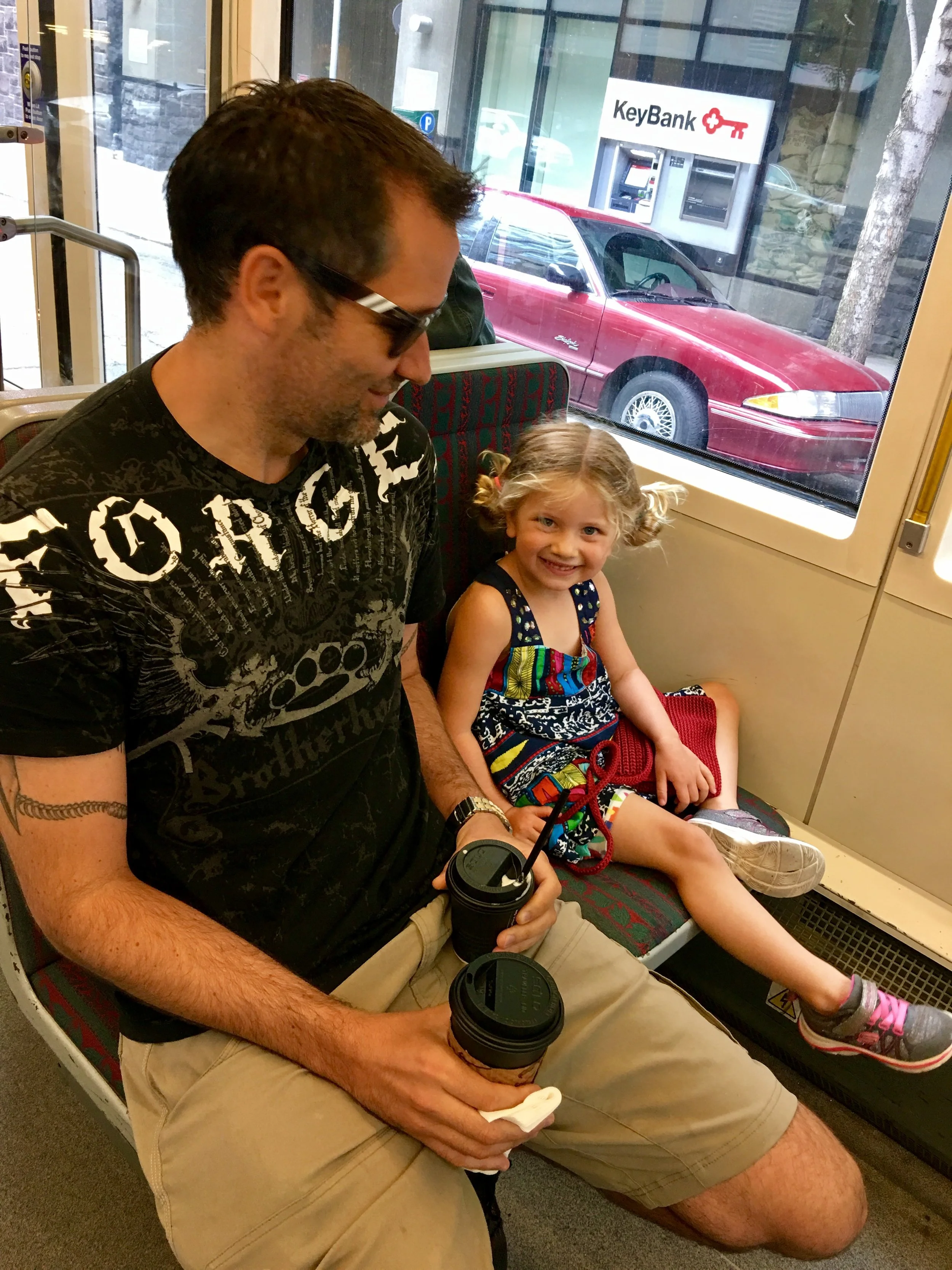 Dave and Stella heading to the Saturday Fermer's Market.