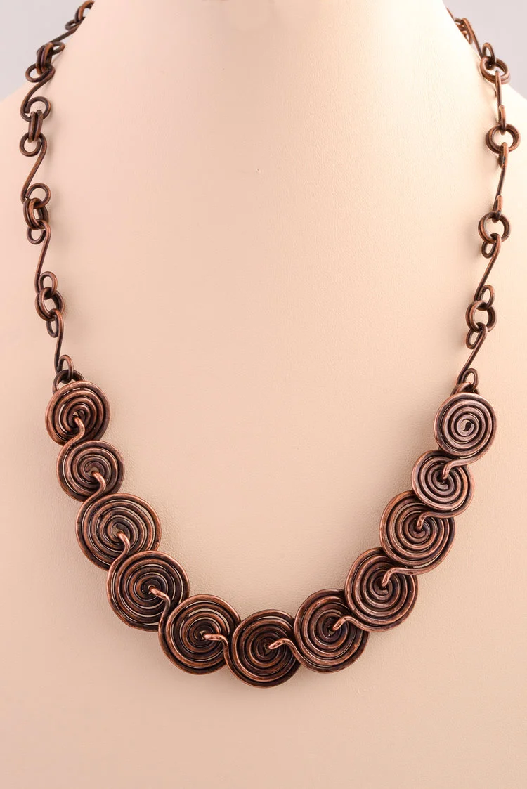 Antiqued Copper Spiral Necklace