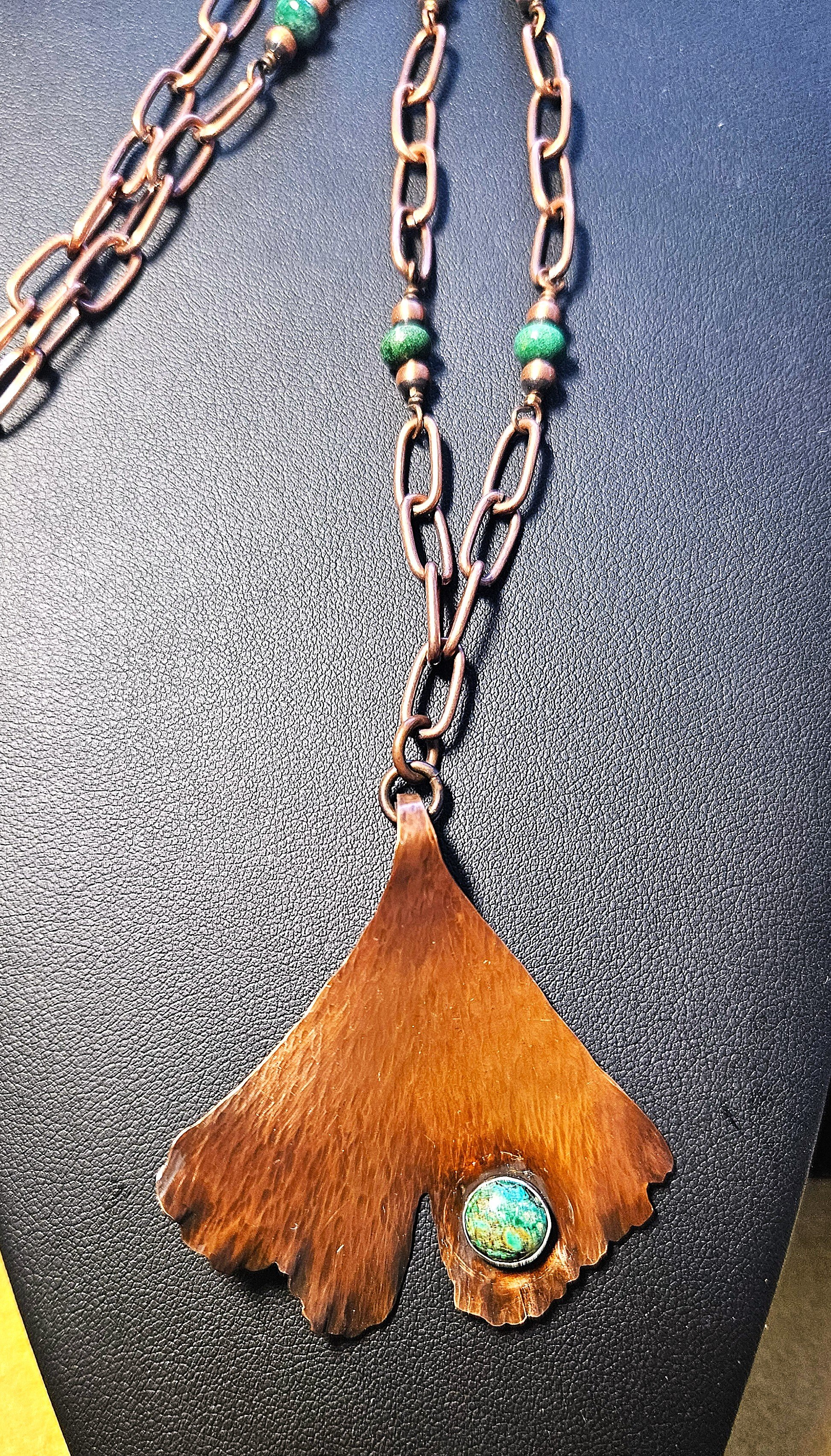 Vintage Gingko Gem Paperclip Necklace