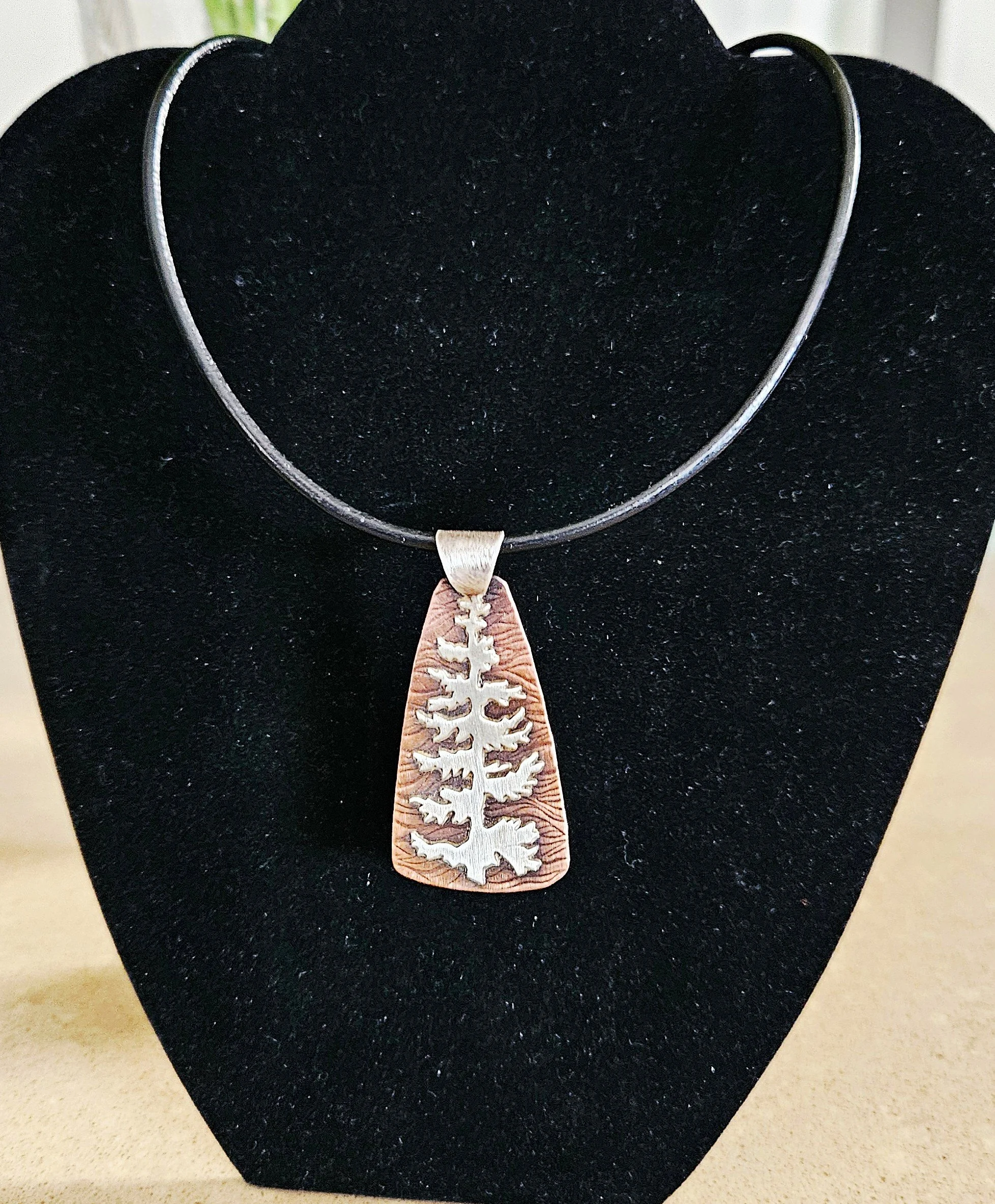Sterling Pine Tree Overlay Pendant
