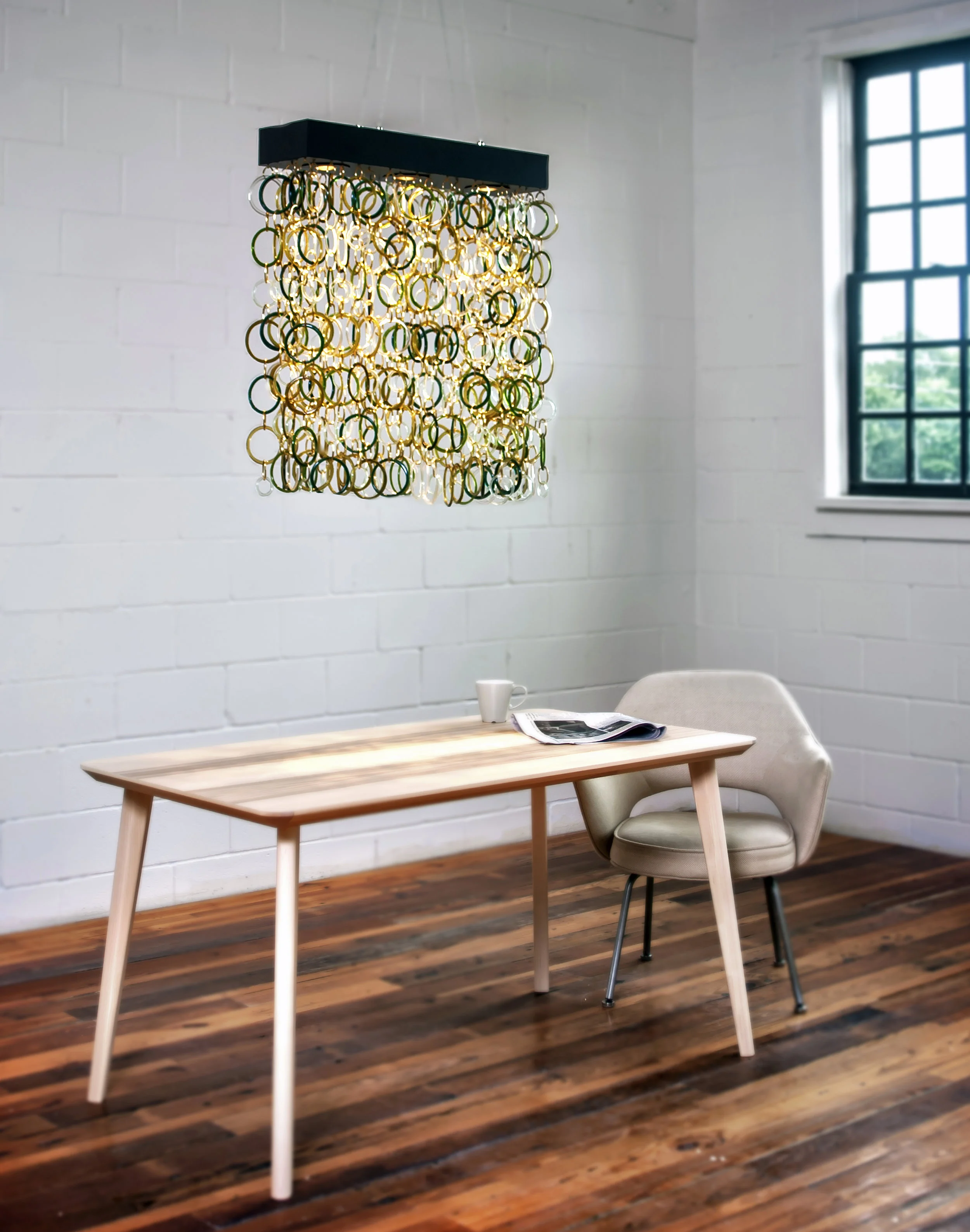 Pictured: Full density, 2-foot glass drop, 2-foot dark bronze canopy, wine mix glass.