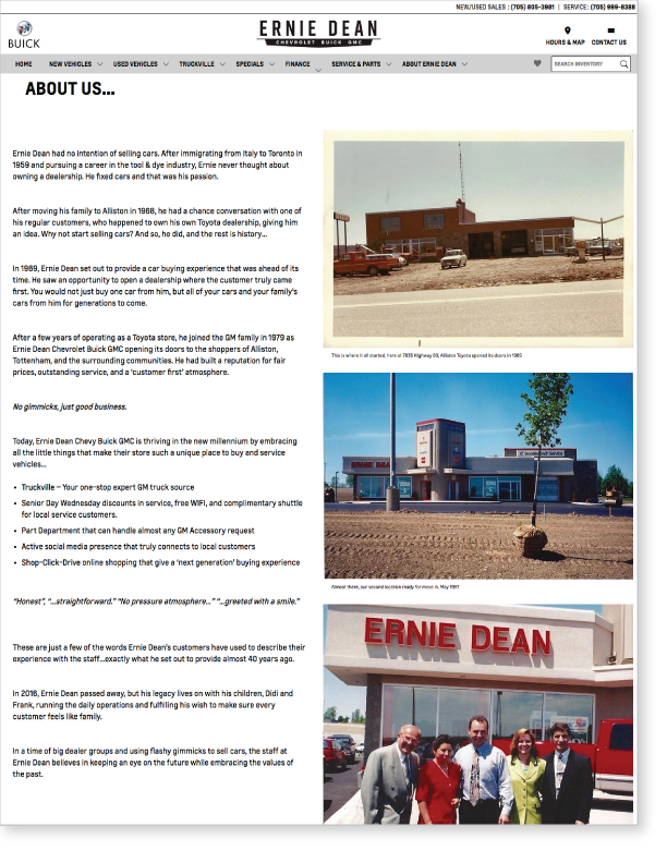 Ernie Dean Chevrolet Buick GMC About Us Page Click To View Project