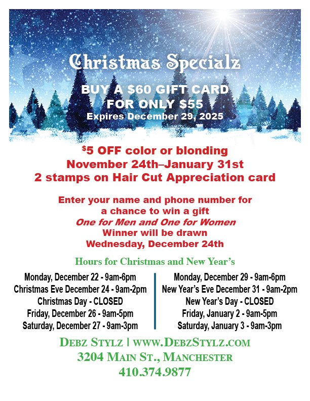 Debz Stylz Christmas Specials $60 Gift card for just $55! $5.00 off color or blonding