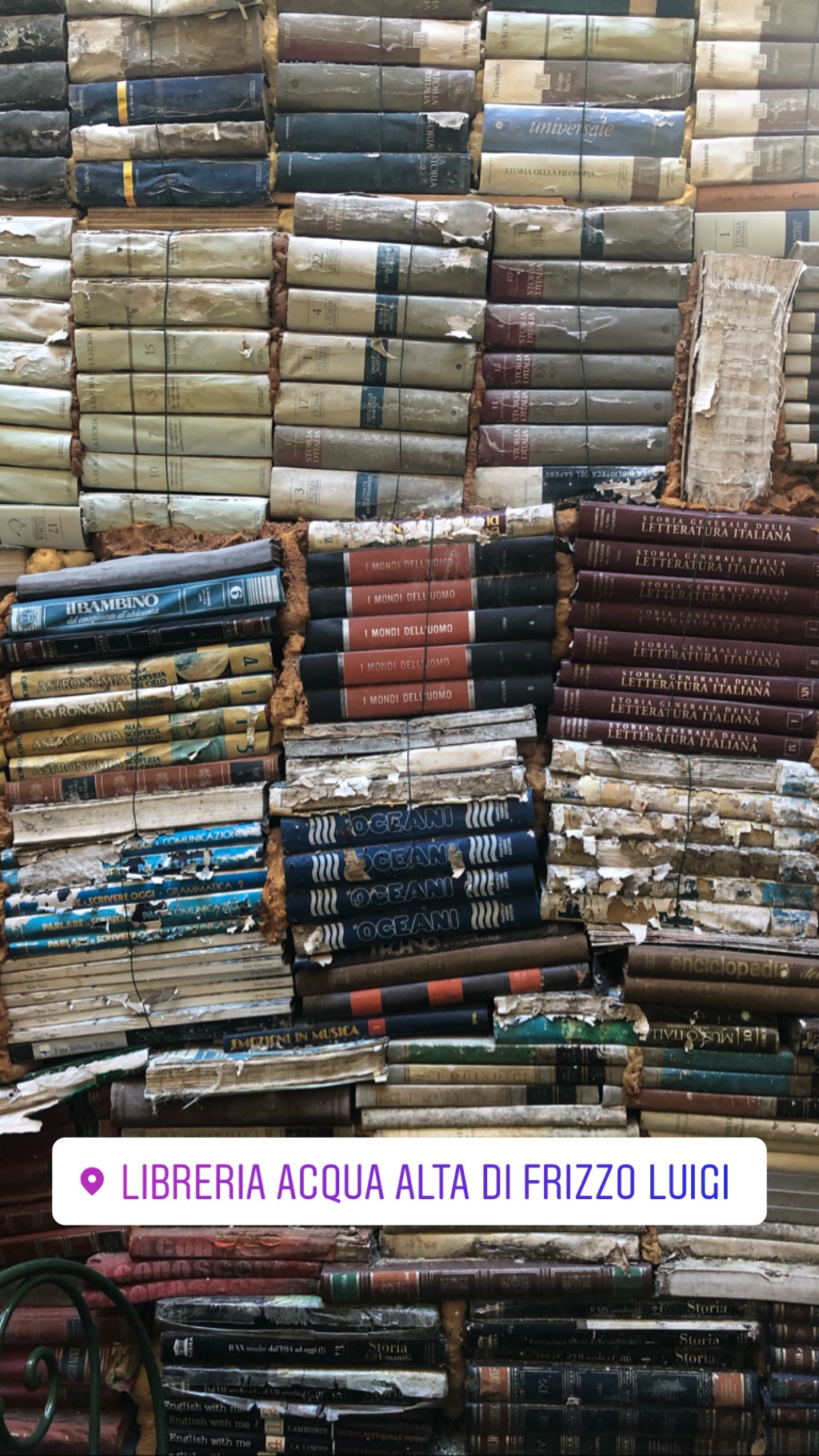 Water damaged books at Acqua Alta