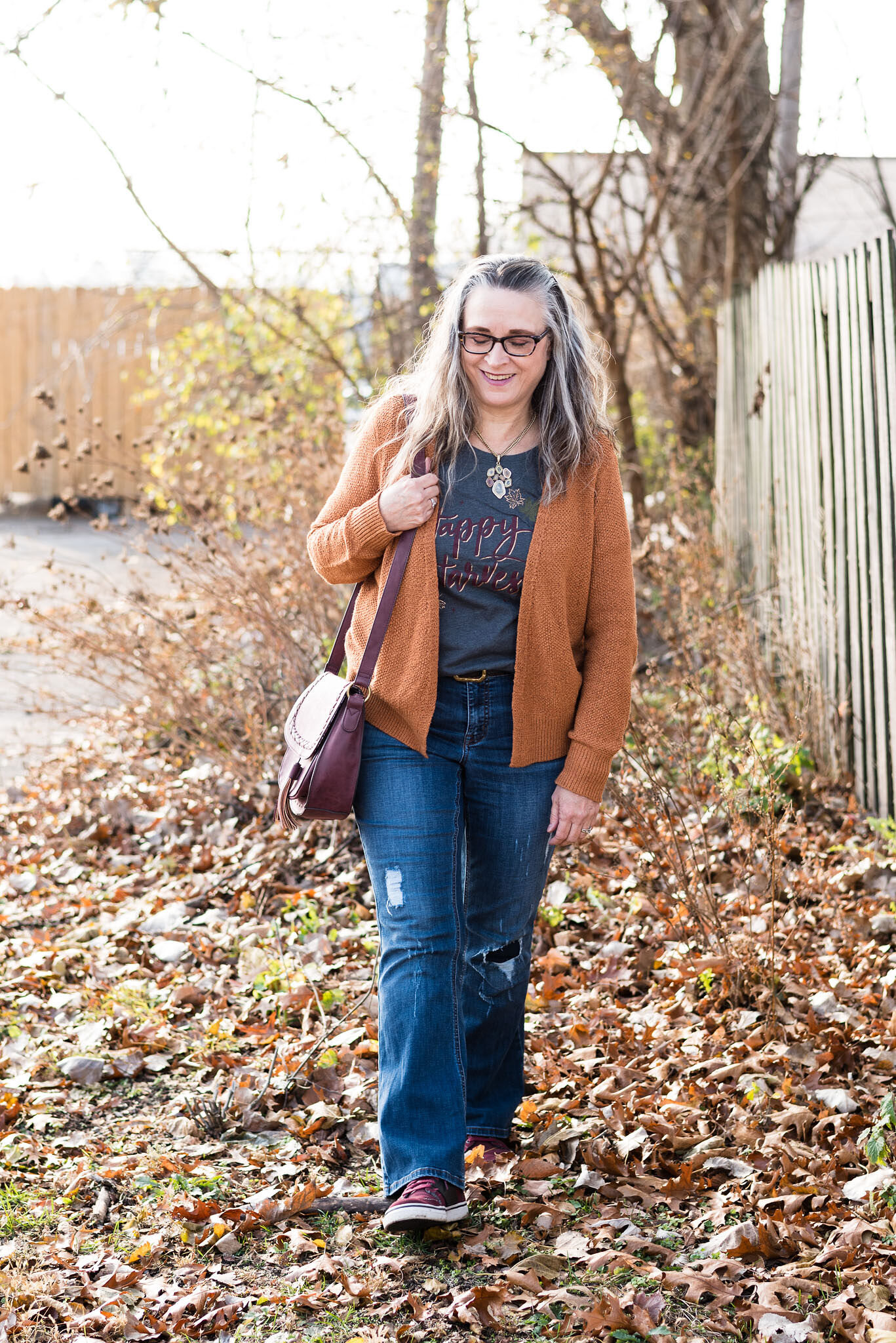 Fall/Thanksgiving - distressed jeans and harvest tee