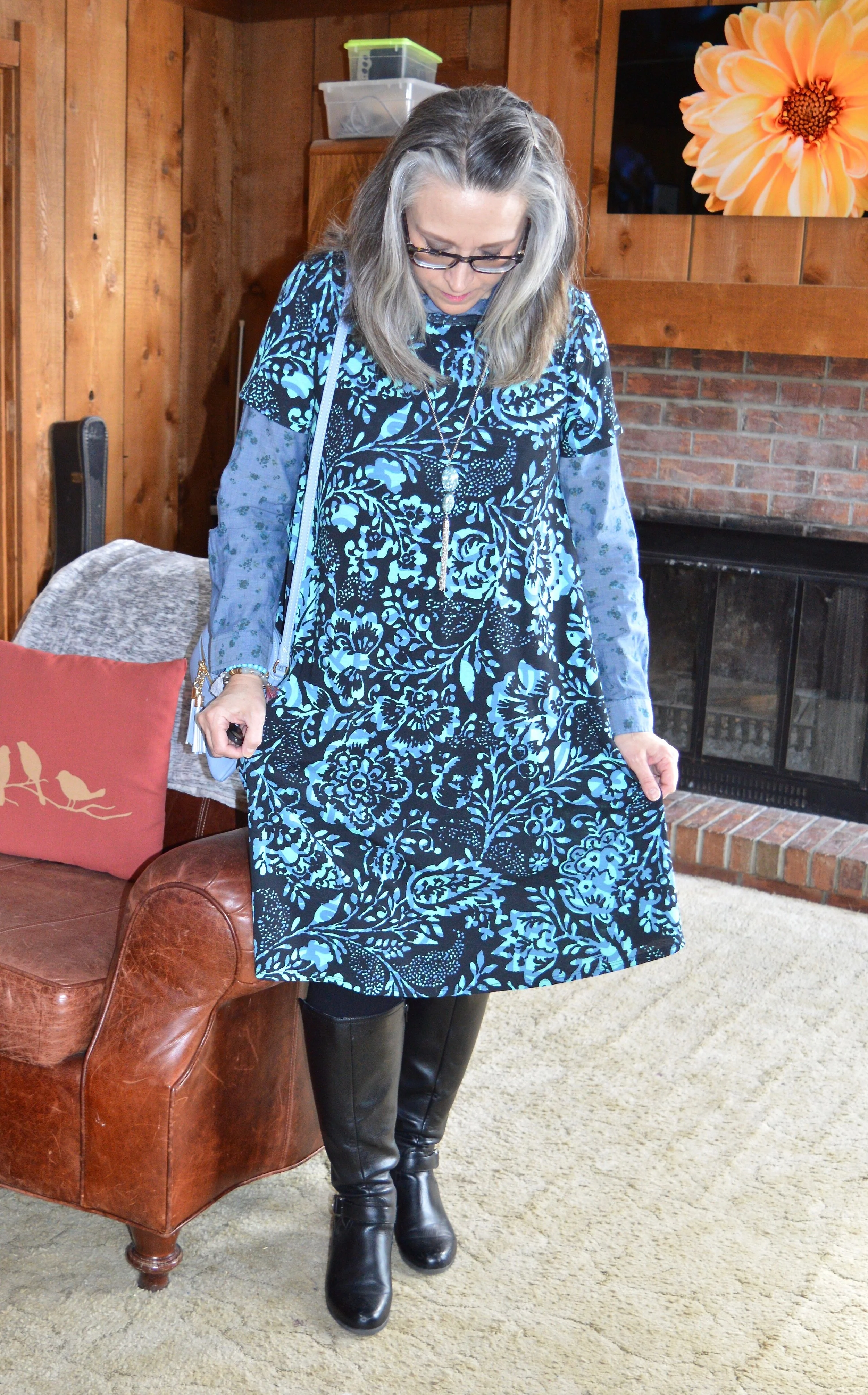 Layering fun - summer dress in winter