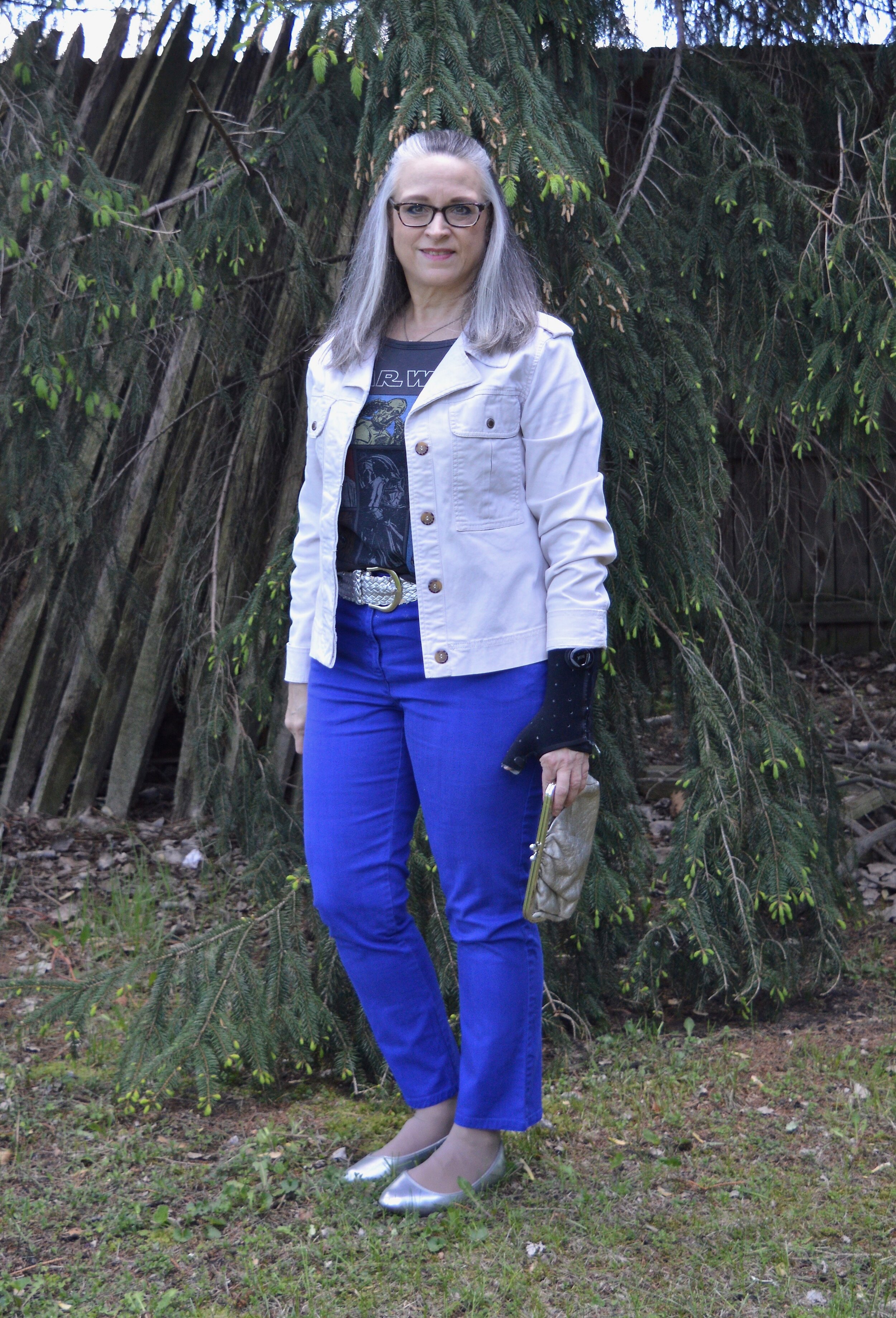 Spring Outfit with Bright Blue Pants — Stylin' Granny Mama