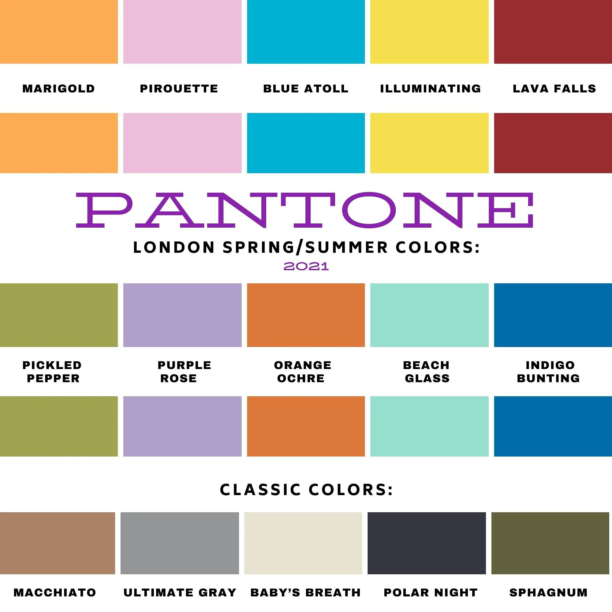 Pantone - Spring/Summer - 2021 - Both Palettes with all the Outfits ...