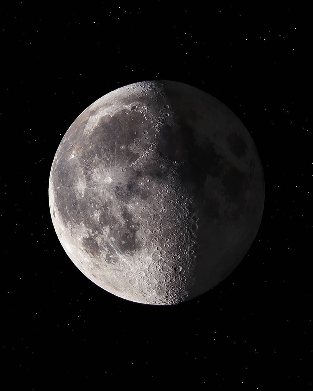 Waning Gibbous🌖. 

My first attempt to shoot the moon (from my balcony 😂). 
These are 100 photos stacked together to reduce noise and increase overall sharpness, another exposure for the dark part, and another for the stars. 

Still have a long way