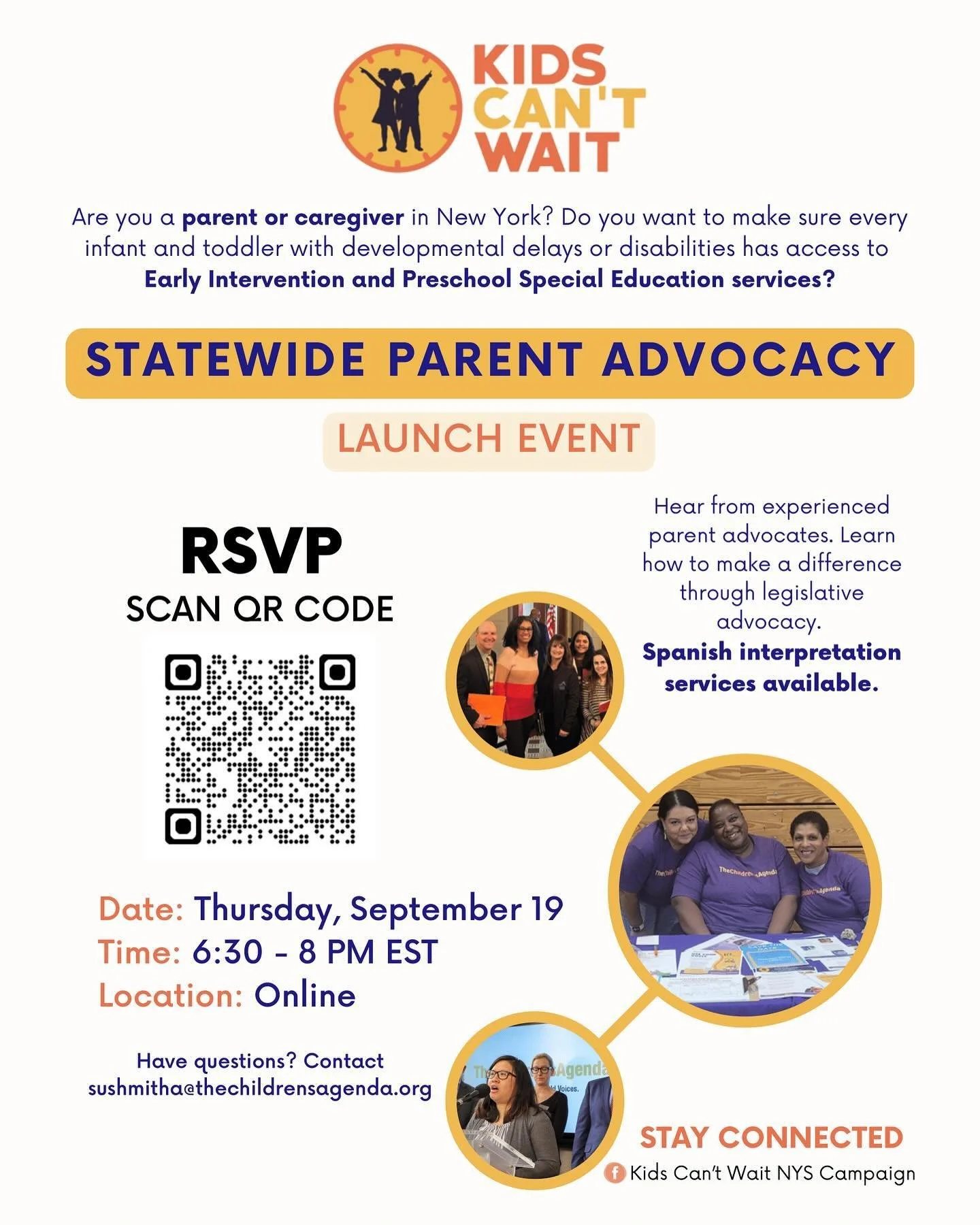 Looking for an opportunity to address services for young children with developmental delays and disabilities? The Kids Can&rsquo;t Wait campaign is launching a Statewide Parent Advocacy Network to support legislative advocacy! 

📌Join the conversati