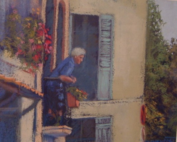 Watching the World Go By, pastel (sold)