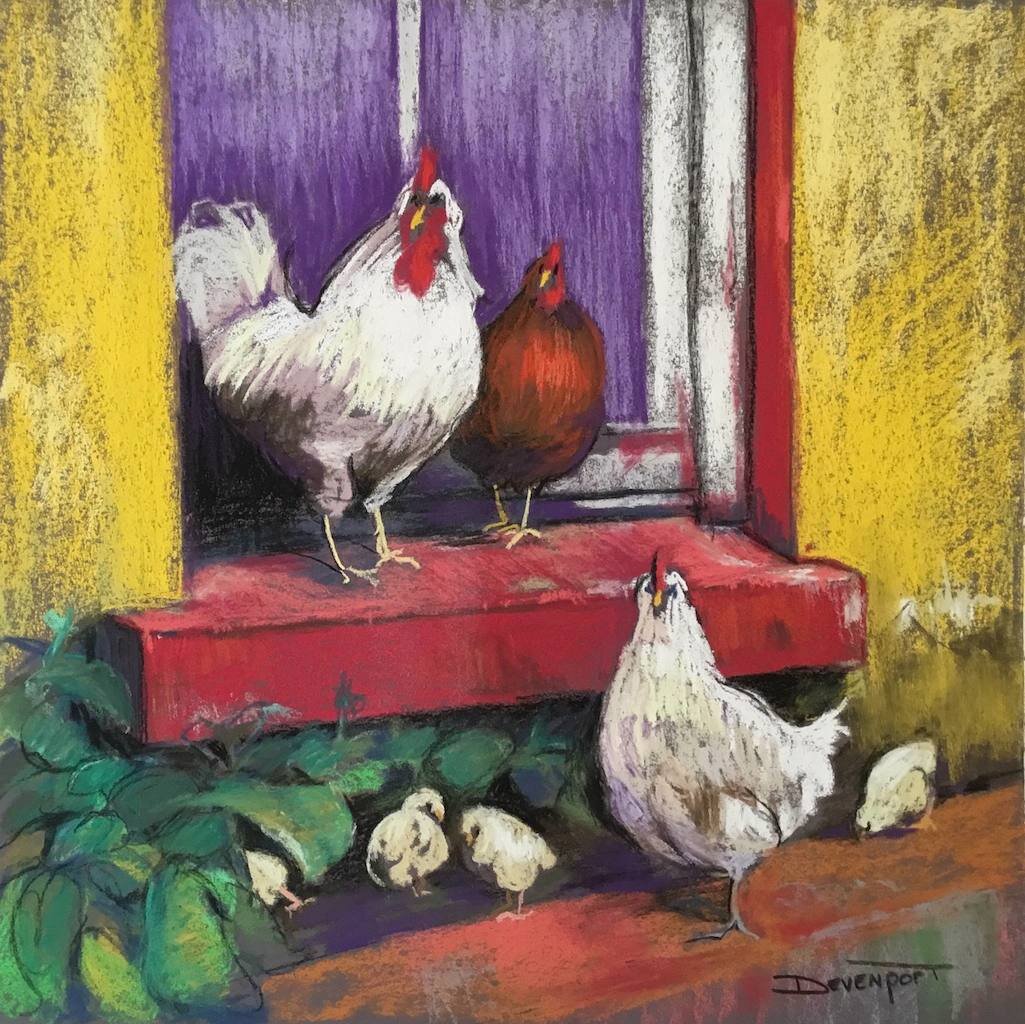 Pecking Toms, pastel (private collection)