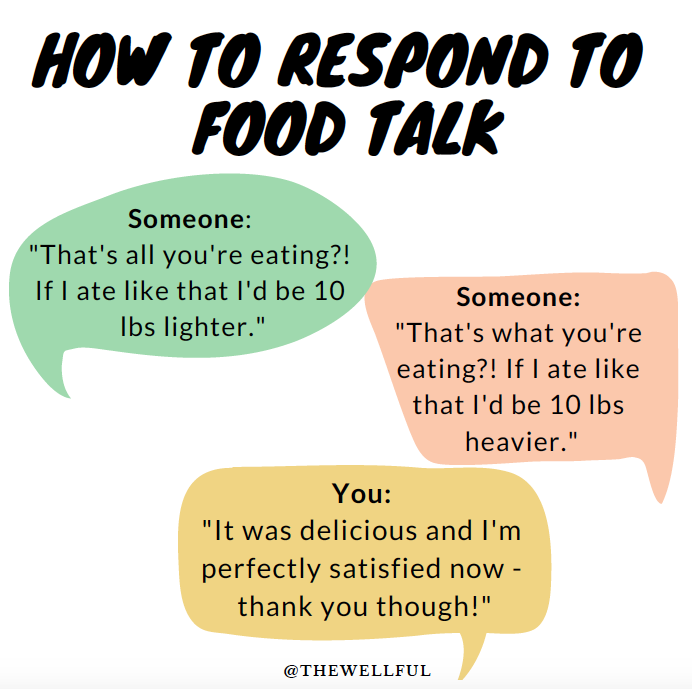 How to Respond to Food Body Talk - Holidays @thewellful thewellful.com