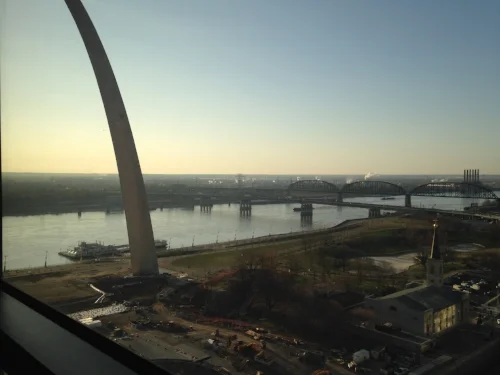 The Mississippi River and The Gateway to the West, aka The Arch.