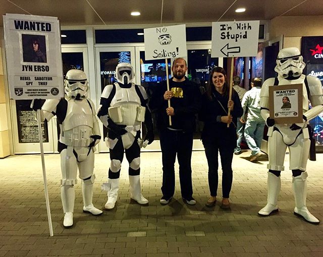 The 501st has things under control at Rogue One tonight #rebelscum #starwars #movealongmovealong #intoalargerworld