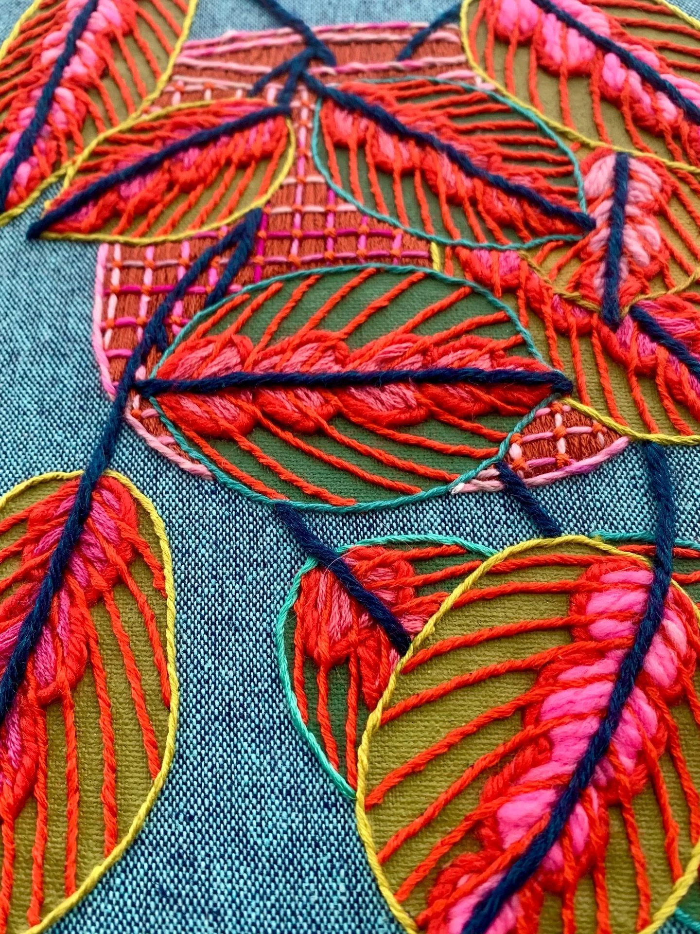 Cotton, wool, linen, acrylic (fiber and paint), and wood&mdash;a mix of new and secondhand materials. I&rsquo;m working on a bunch of new pieces for The Visual Arts Center of Richmond&rsquo;s Craft + Design show November 21-23!

This piece began as a