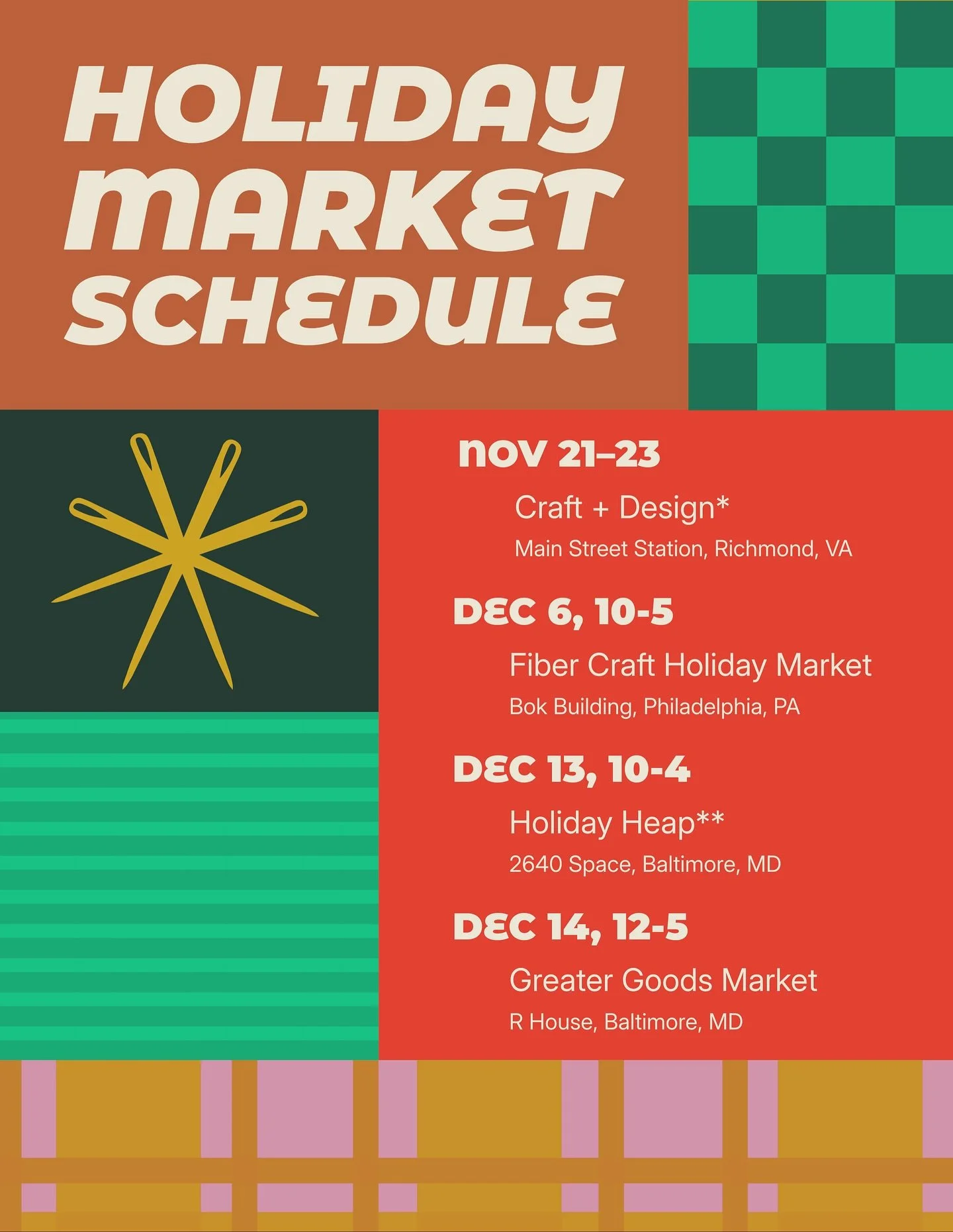 I&rsquo;m kicking off my holiday market season this weekend in Richmond! Find me at Craft + Design, booth 420! I&rsquo;ve never done an event quite like this one so I&rsquo;m feeling a bit nervous, but also super excited. ✨

Wish me luck and definite