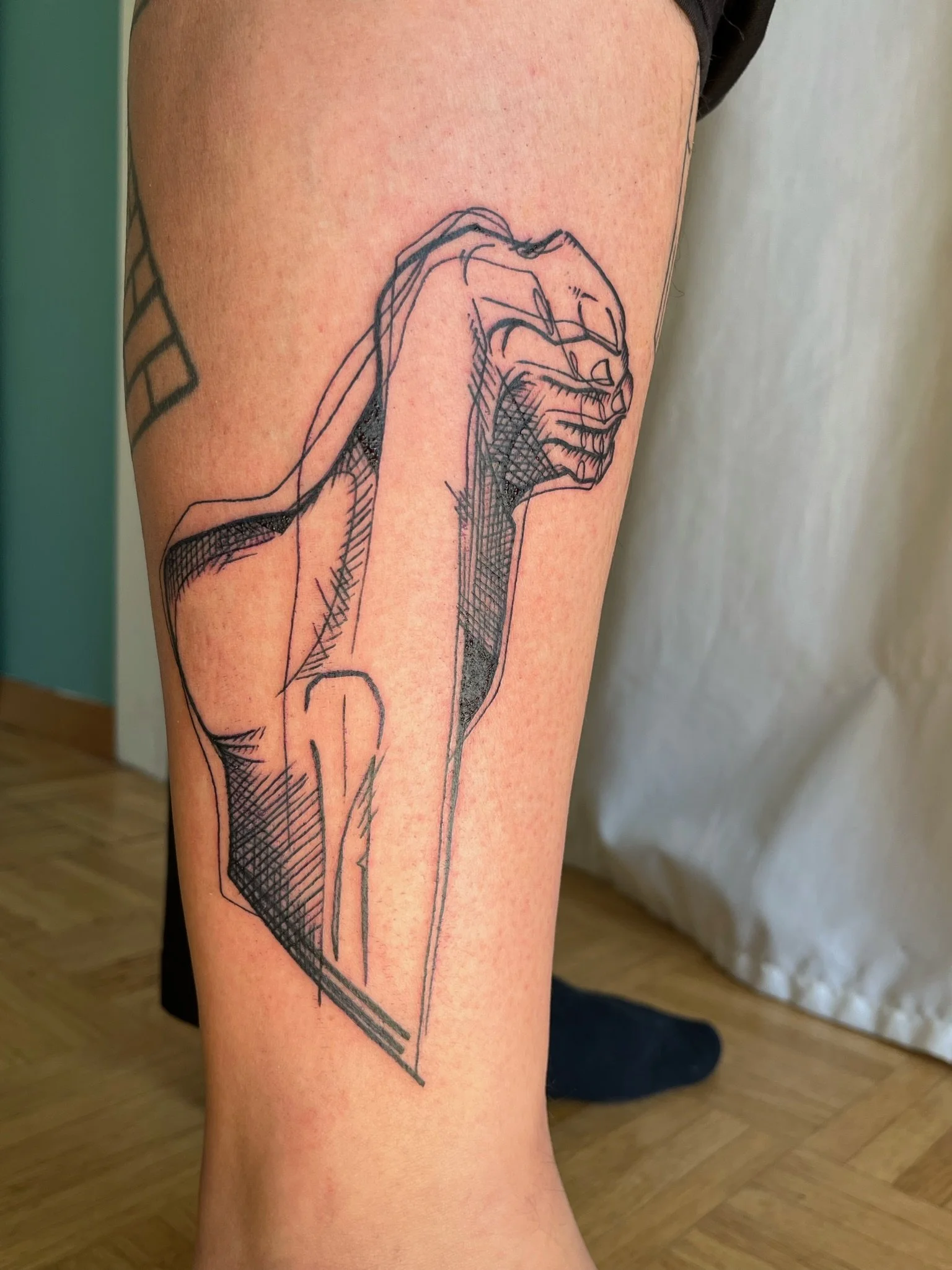 Tatouage graphique sketch pied