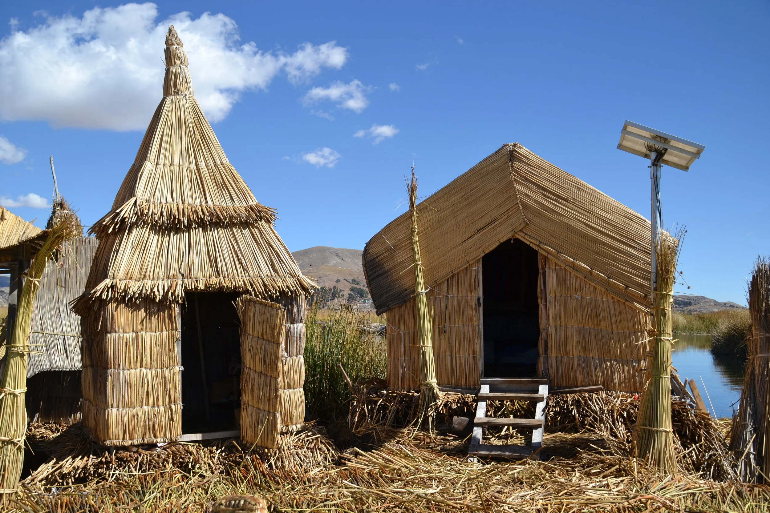 Interestingly, the Uros people have adopted solar panels, bringing them electricity. 