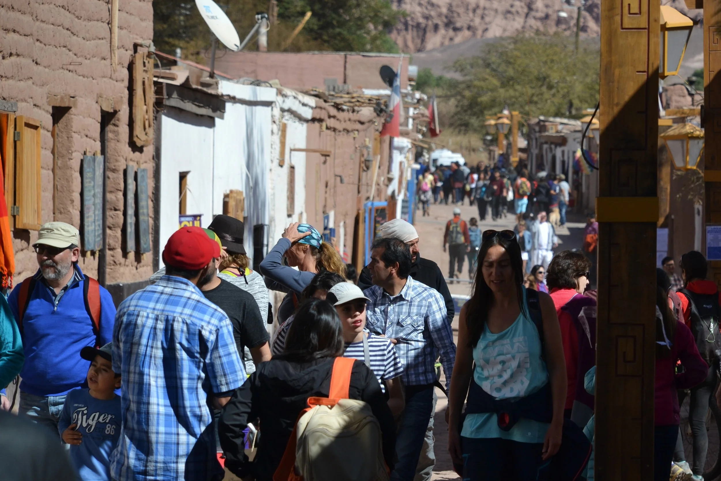 The crowded streets of San Pedro de Atacama.