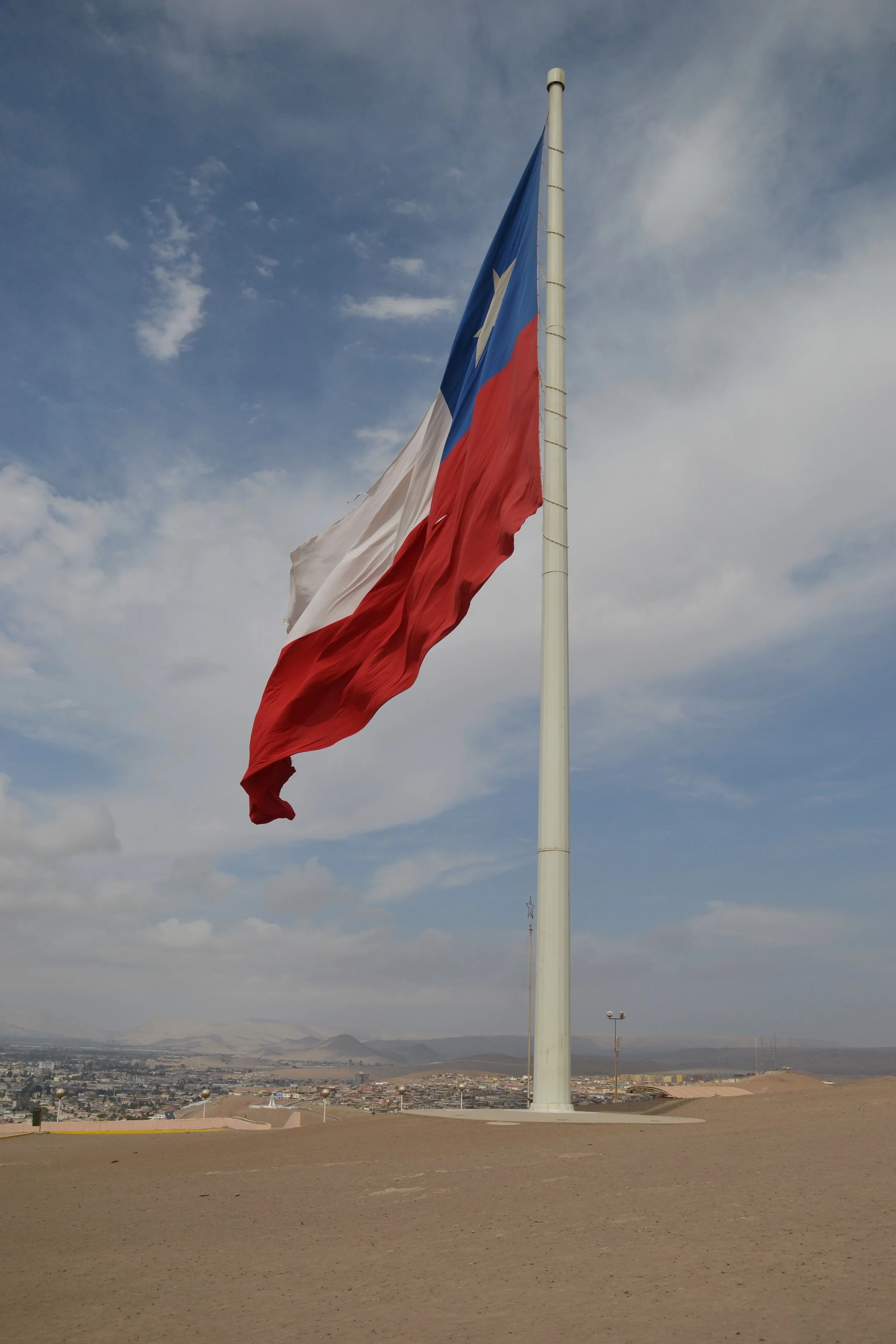 The Chilean flag flying over Arica, the country's northernmost city.