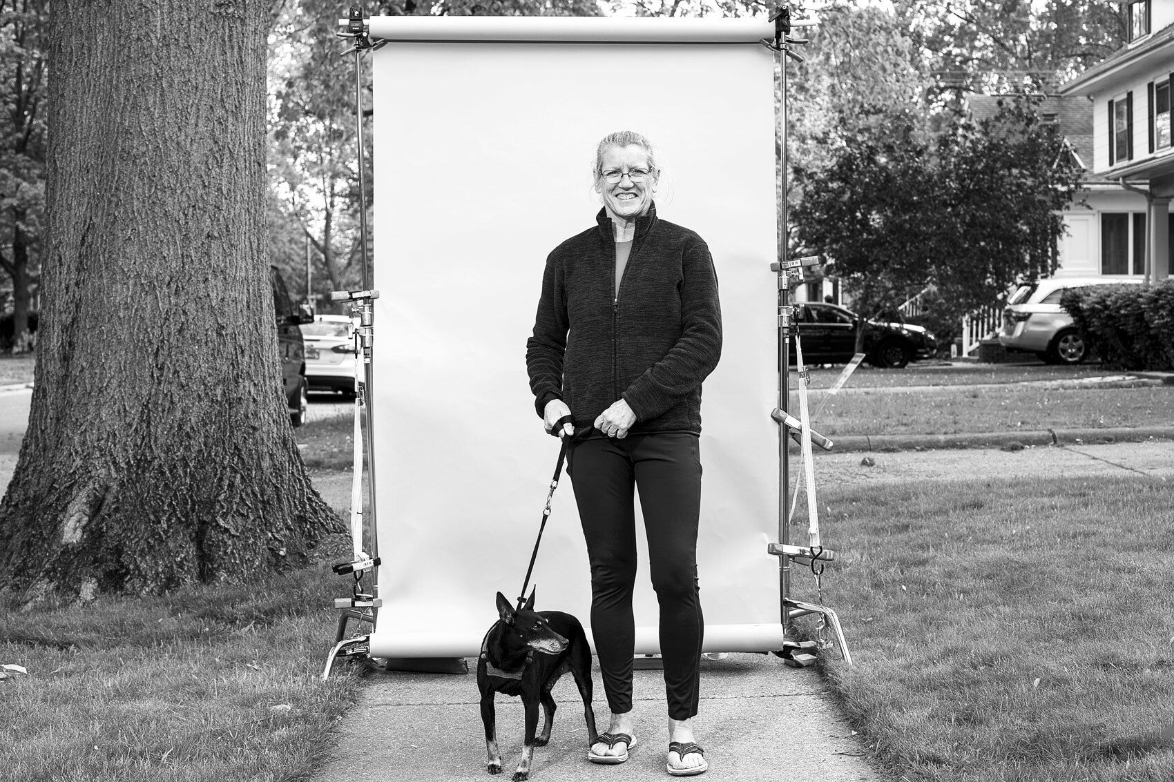  “I can't believe all the new people walking with their dogs.” -Teresa Creviston with Brutus, a Manchester Terrier. 