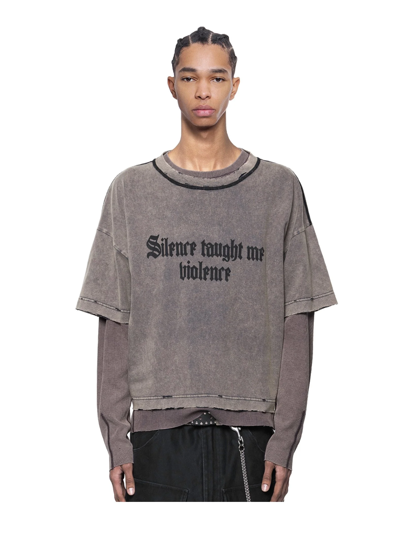 ARNODEFRANCE - VINTAGE CROPPED T-SHIRT DIRTY NAVY 'SILENCE TAUGHT ME VIOLENCE' 01.jpg