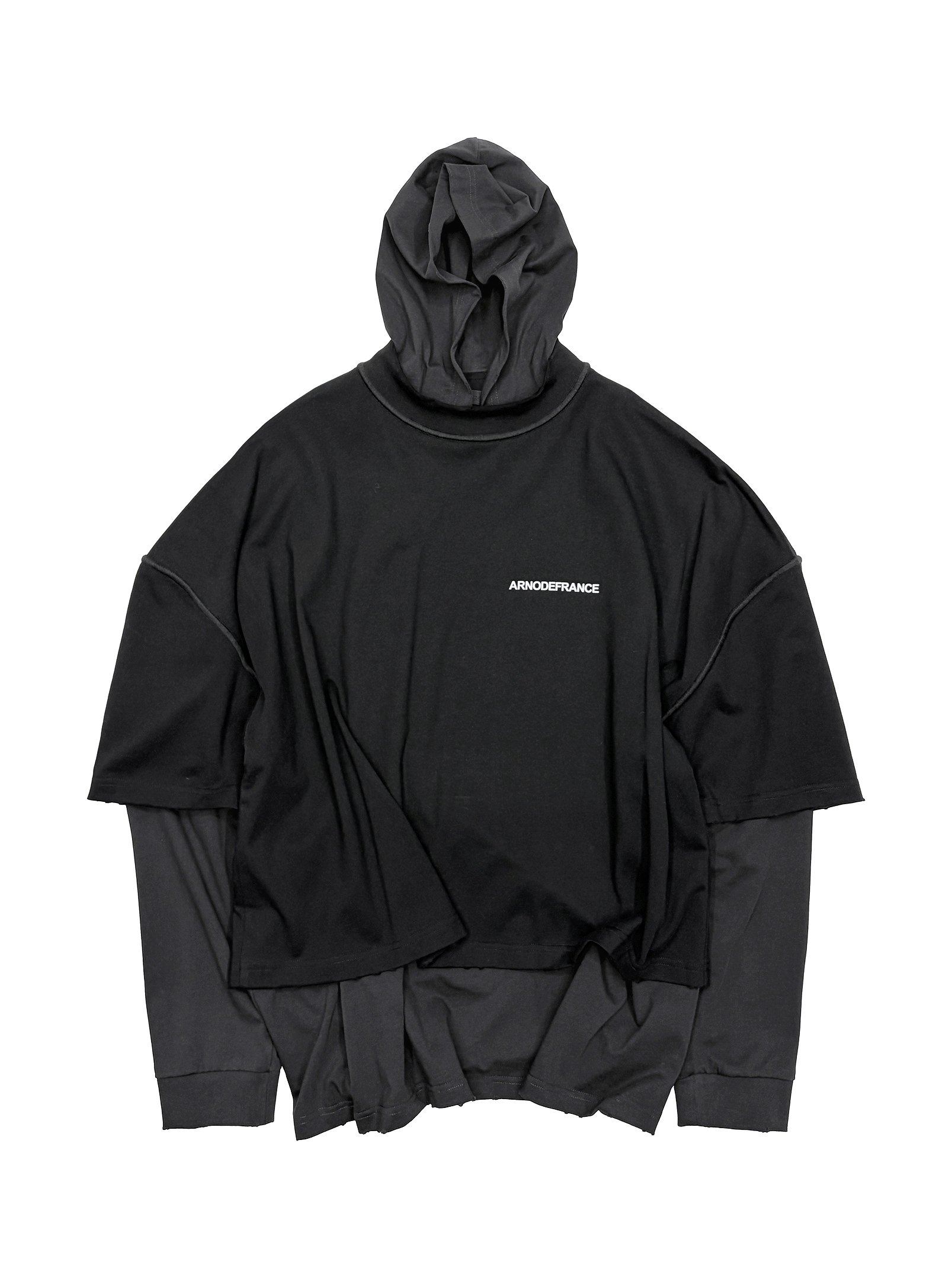 ARNODEFRANCE - HOODED TEE OVERLAPPED BLACK 0.jpg