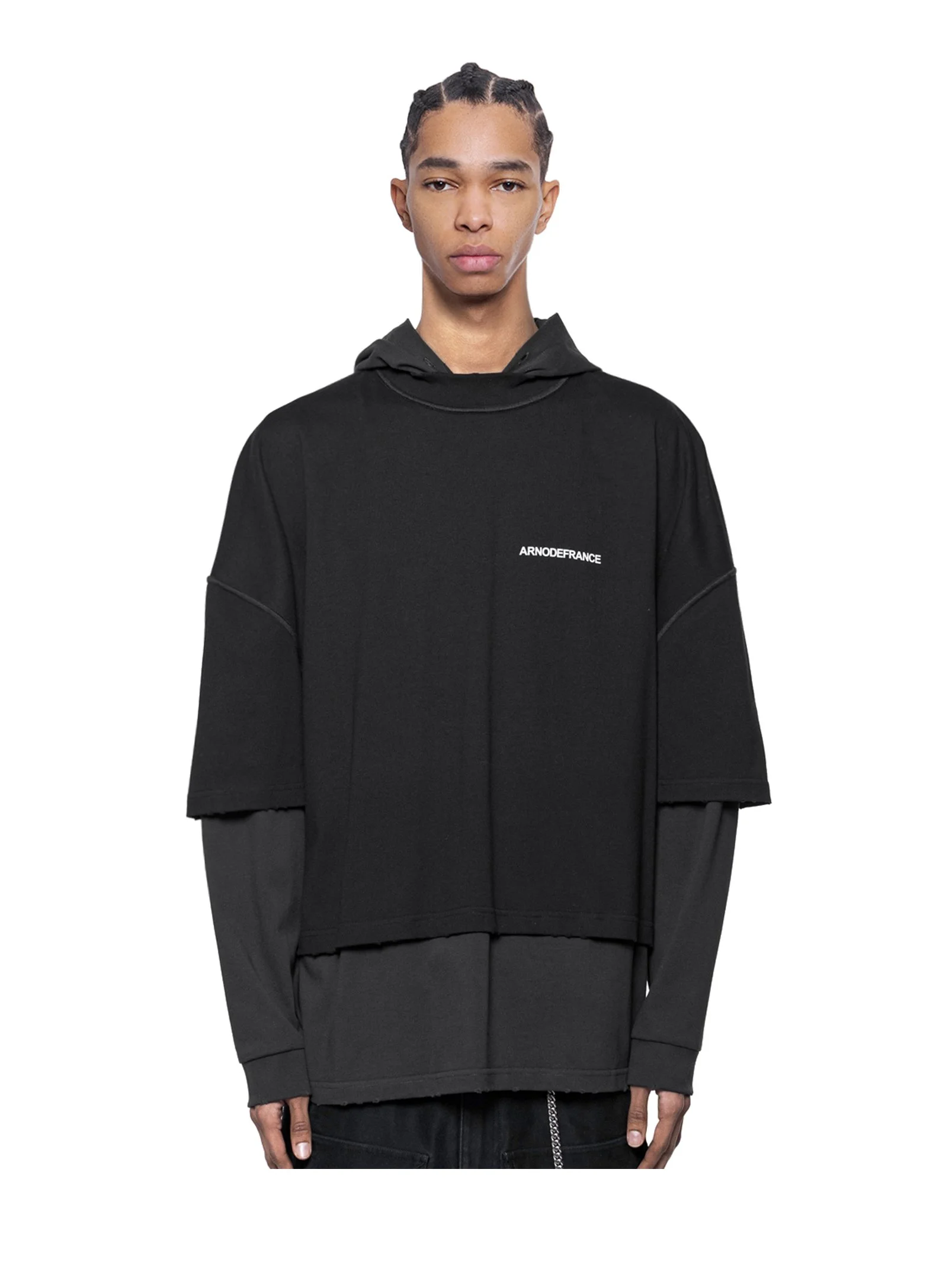 ARNODEFRANCE - HOODED TEE OVERLAPPED BLACK 01.jpg