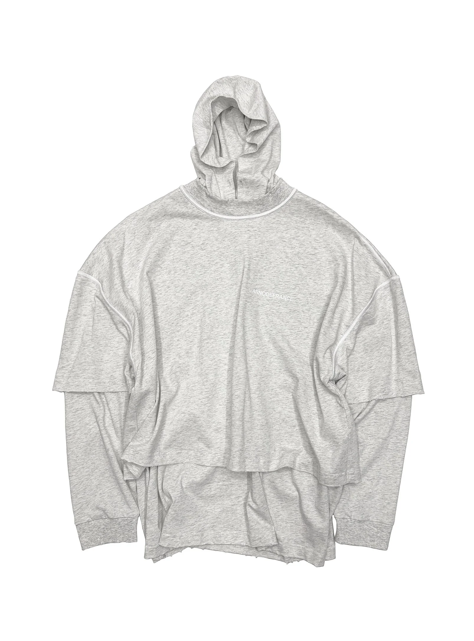 ARNODEFRANCE - HOODED TEE OVERLAPPED HEATHER GREY 0.jpg